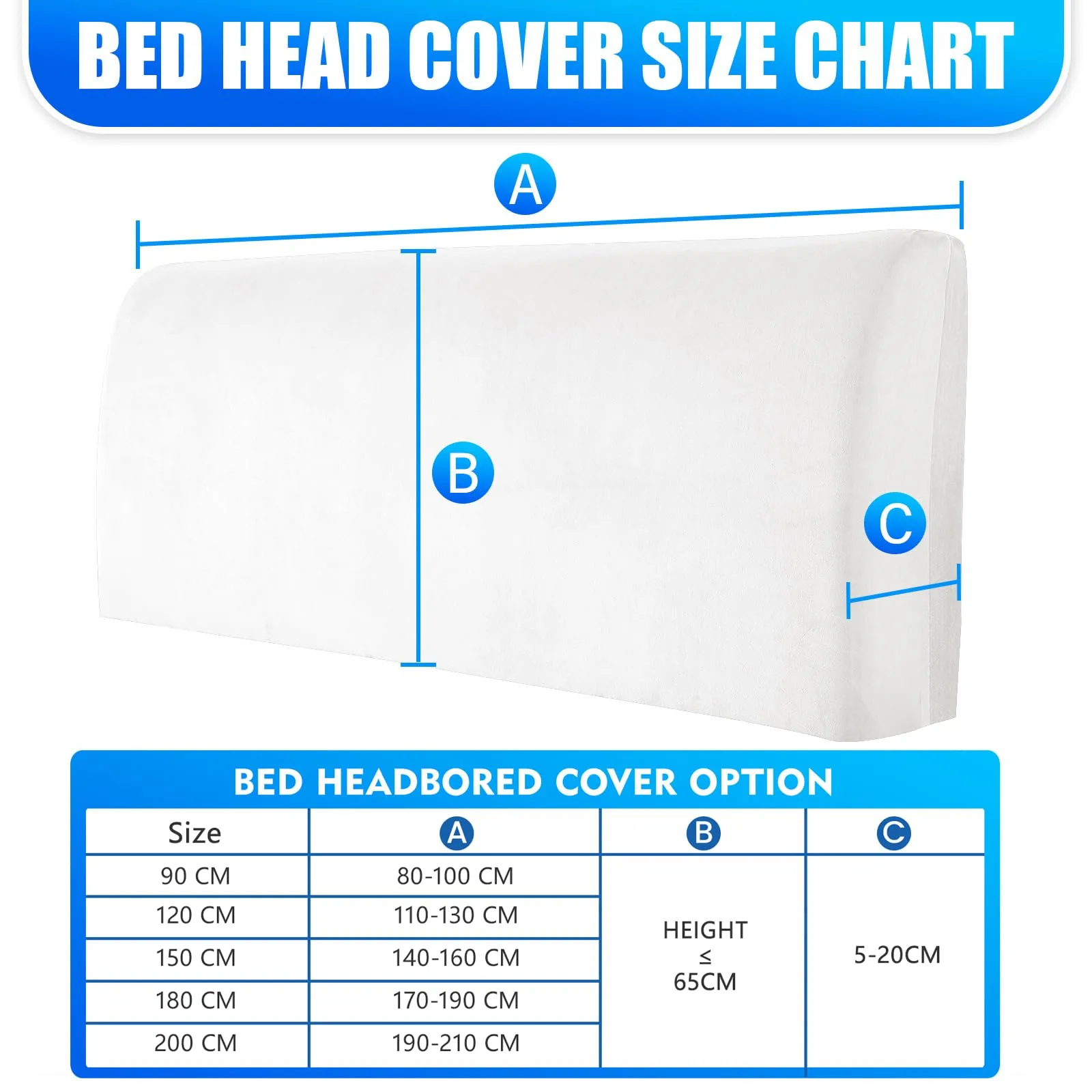 CYCMACO Copri Testata Letto in Velluto Universale 90cm, Bianco - immagine 4