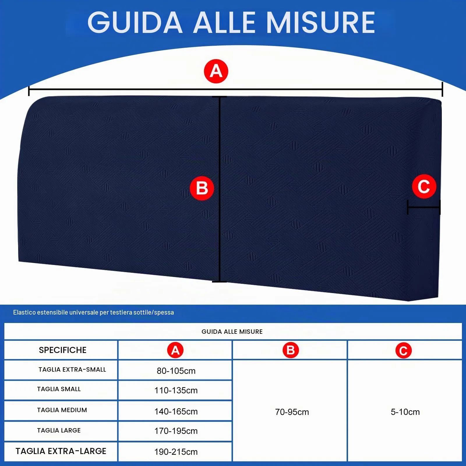 Ystyle Copri Testiera Letto Elasticizzata, 90cm, Blu Scuro - immagine 3