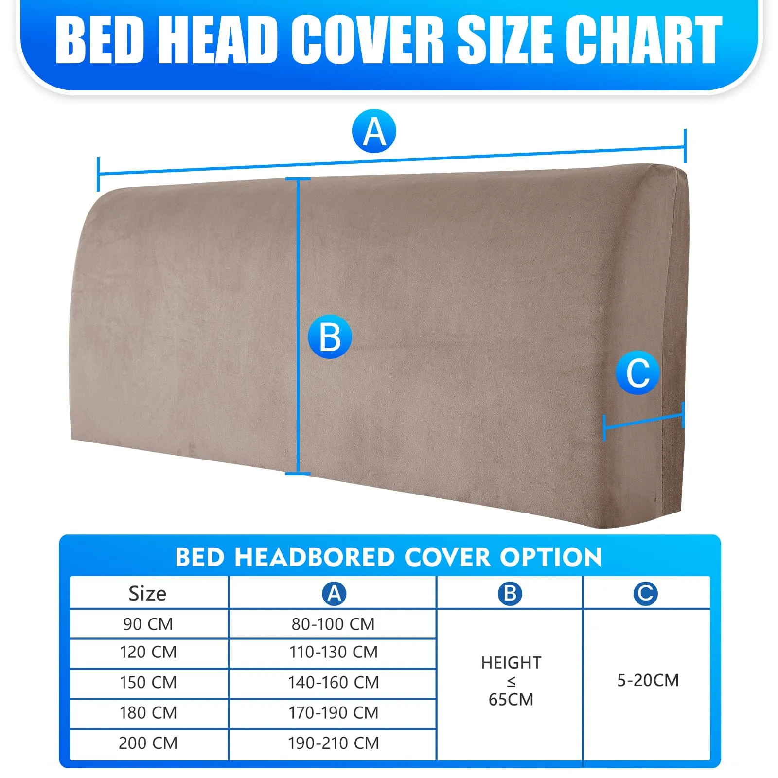 CYCMACO Copri Testata Letto Universale in Velluto, 90cm, Cachi - immagine 3