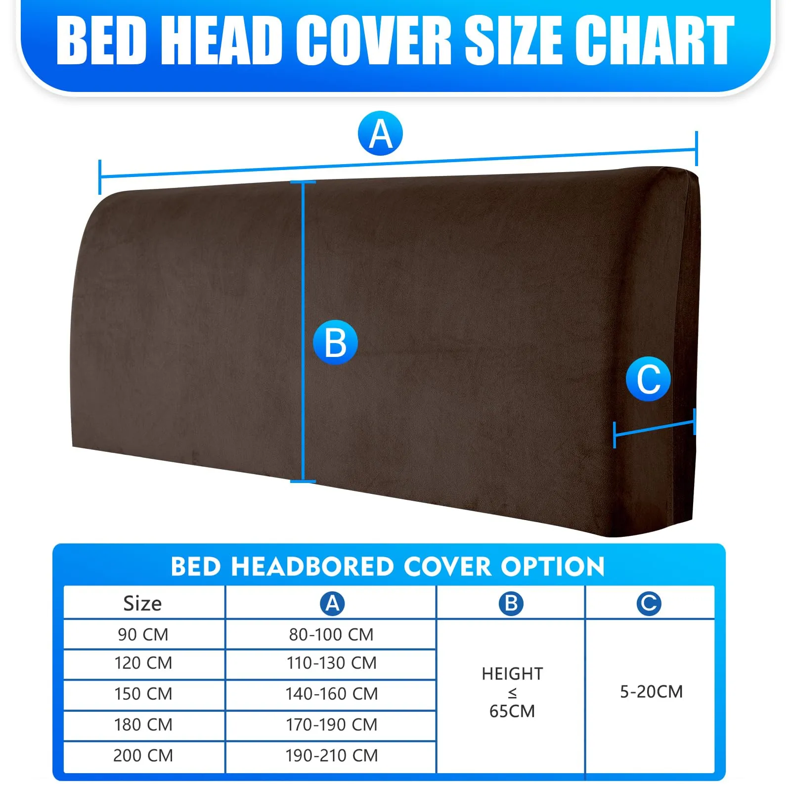 CYCMACO Copri Testata Letto in Velluto Universale 90cm, Caffè - immagine 3