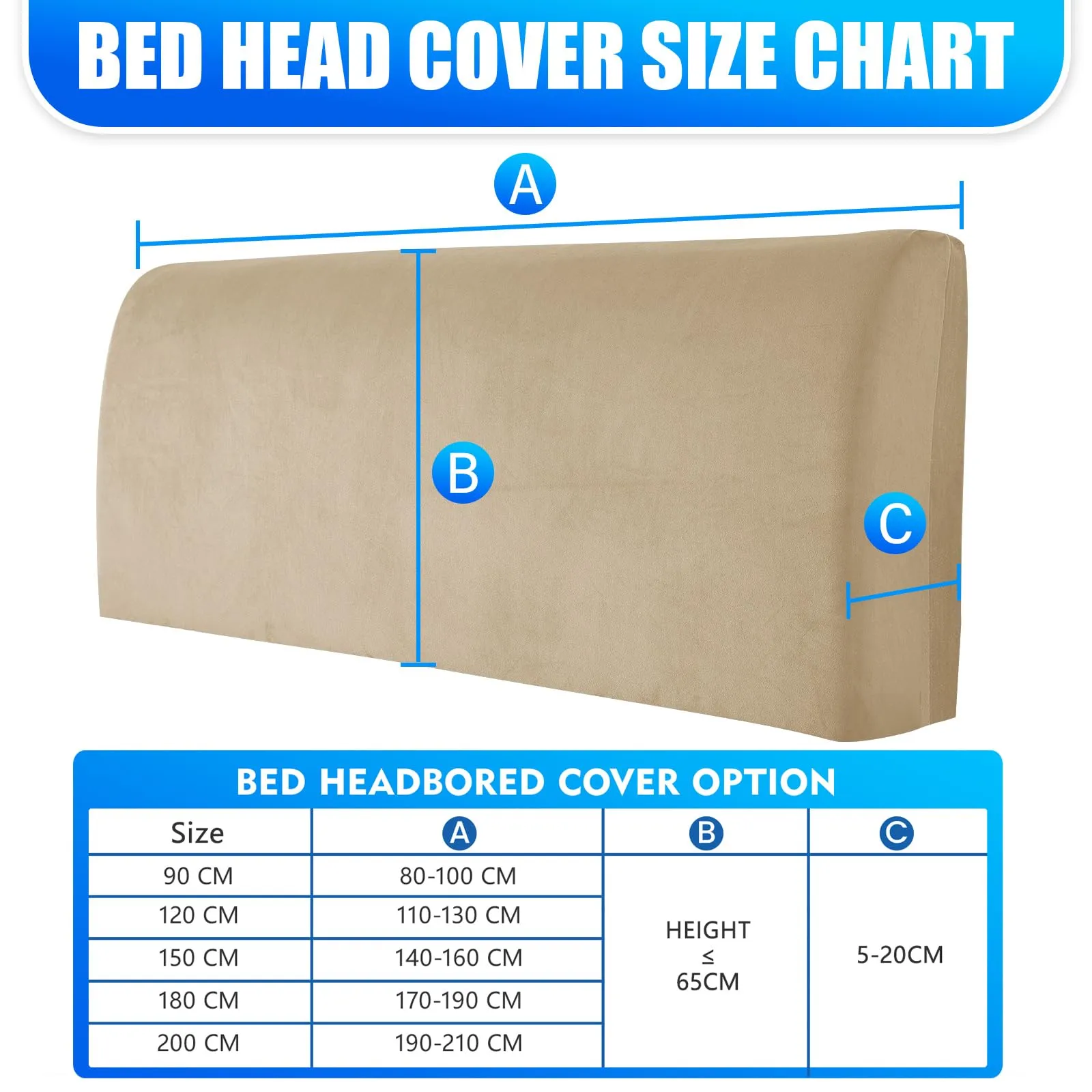 CYCMACO Copri Testata Letto in Velluto Universale 90cm, Cammello - immagine 3