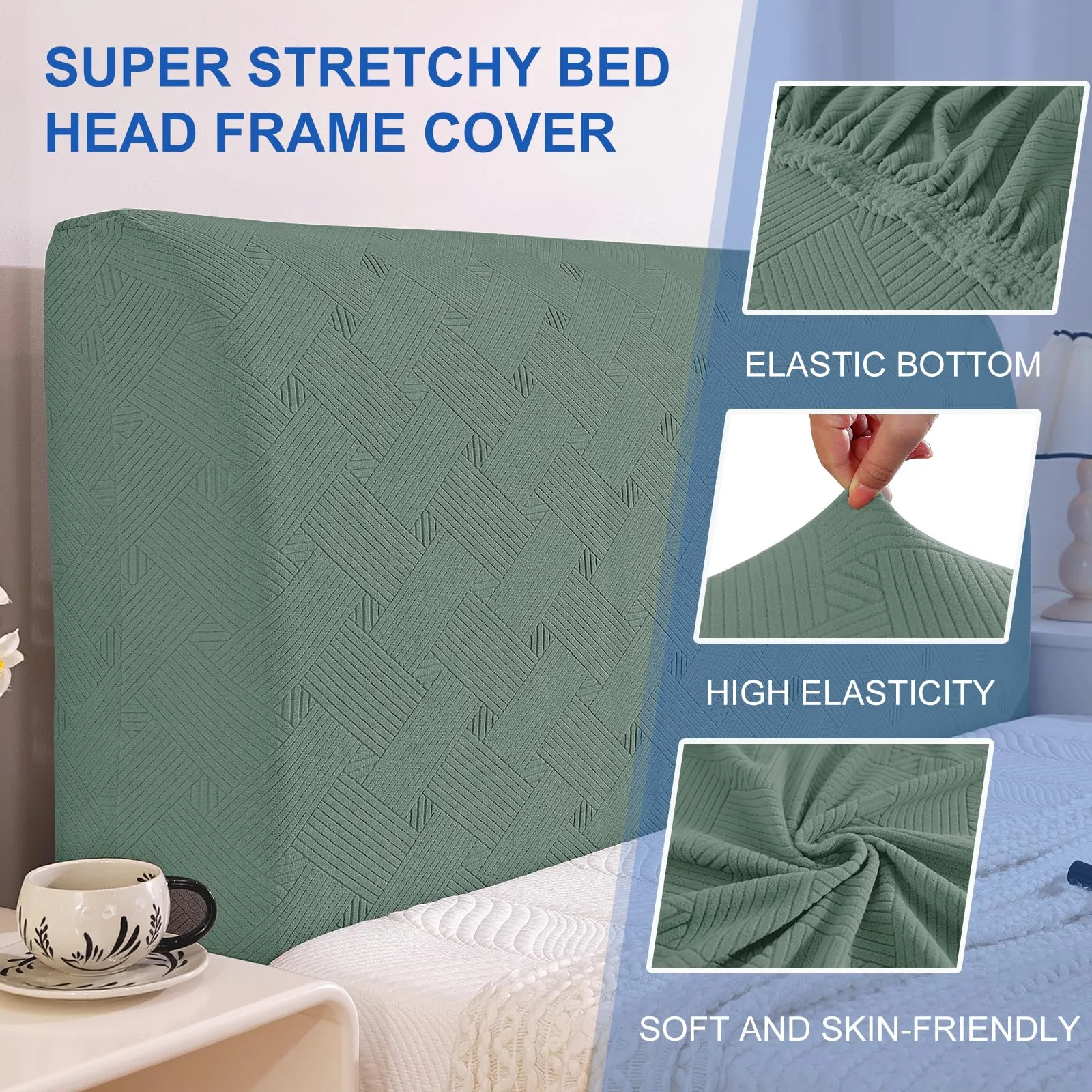 Ystyle Copri Testiera Letto Elasticizzata, 90cm, Verde Chiaro - immagine 5