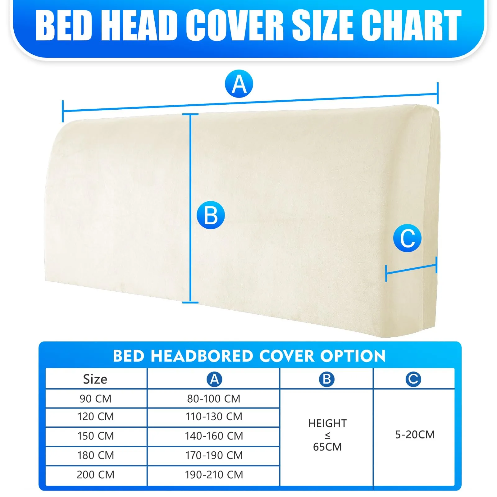 CYCMACO Copri Testata Letto in Velluto Universale 90cm, Beige - immagine 3