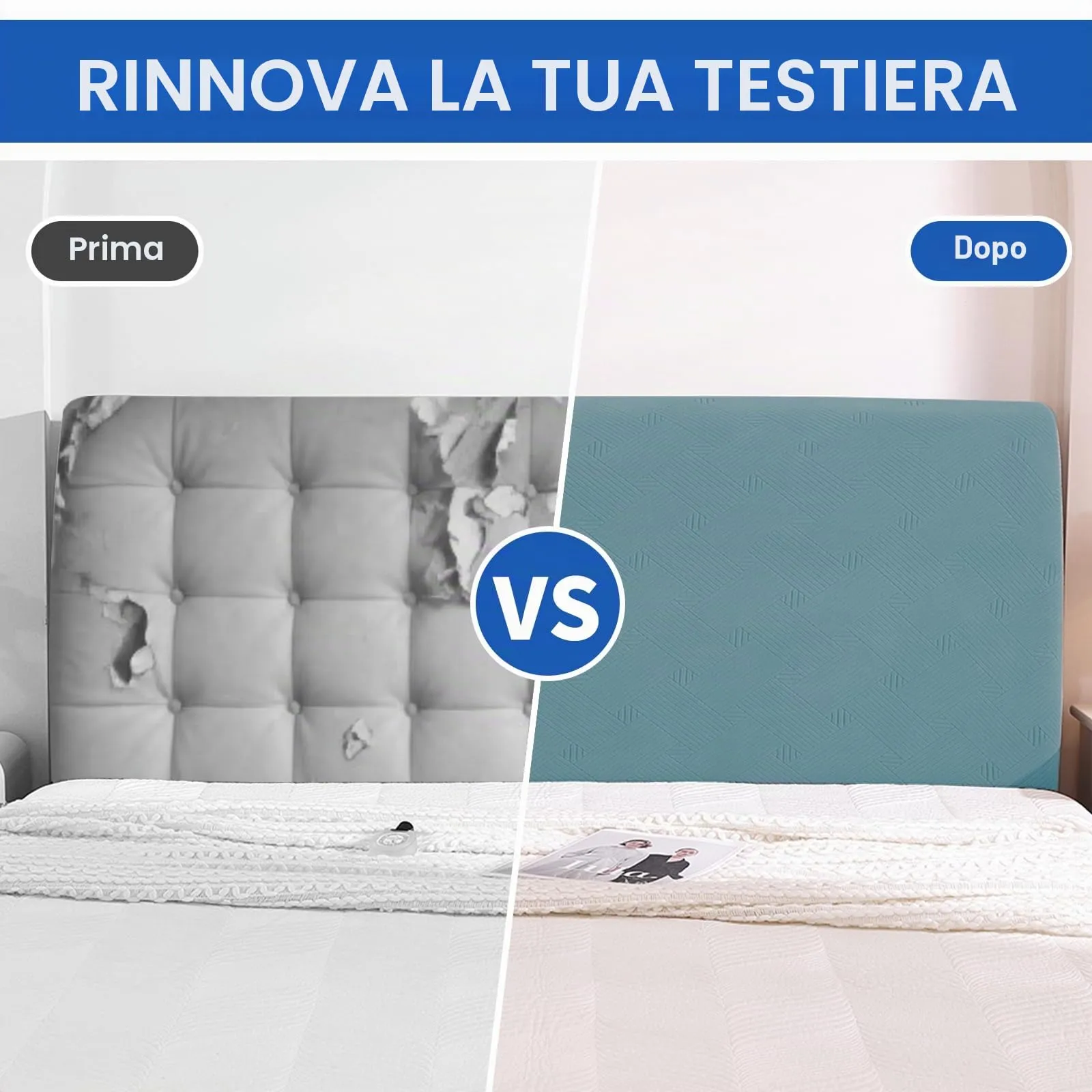Ystyle Copri Testiera Letto Elasticizzata Matrimoniale, 200cm, Azzurro Chiaro - immagine 7