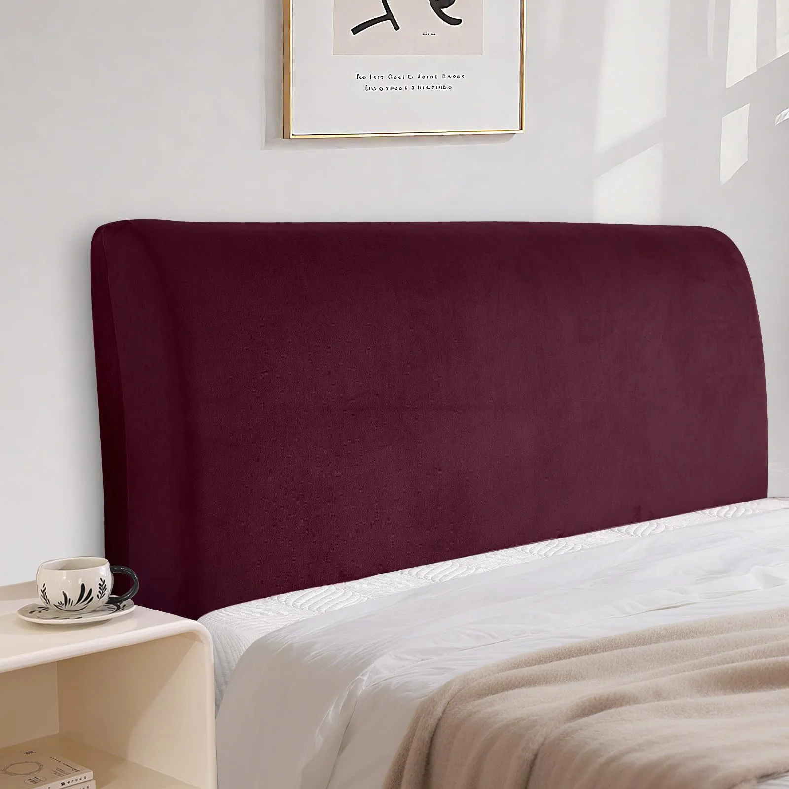 CYCMACO Copri Testata Letto in Velluto Universale, 90cm, Bordeaux - immagine 1