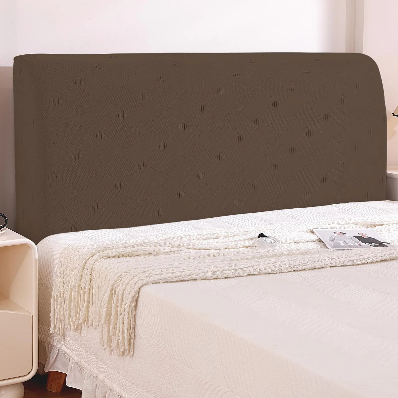 Ystyle Copri Testiera Letto Elasticizzata Singolo, 90cm, Caffè - immagine 1