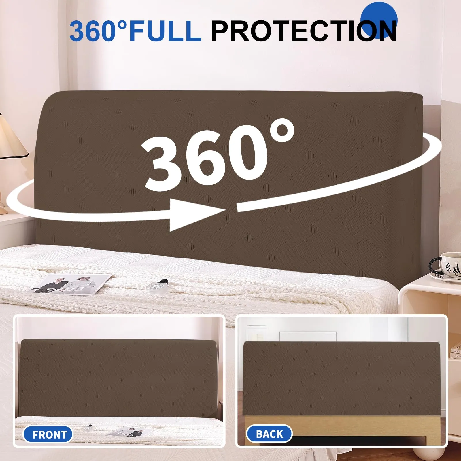 Ystyle Copri Testiera Letto Elasticizzata Singolo, 90cm, Caffè - immagine 6