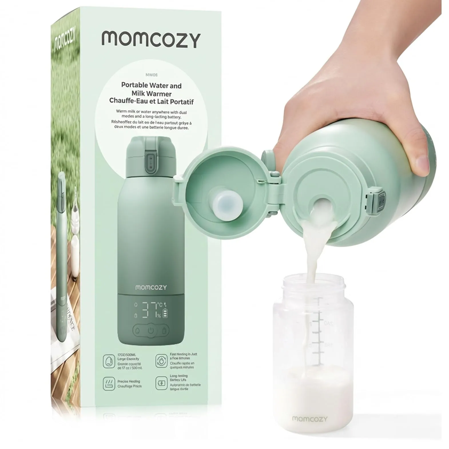 Momcozy MW05 Scaldabiberon Portatile Wireless per Latte Materno e Acqua, 500ml - immagine 1