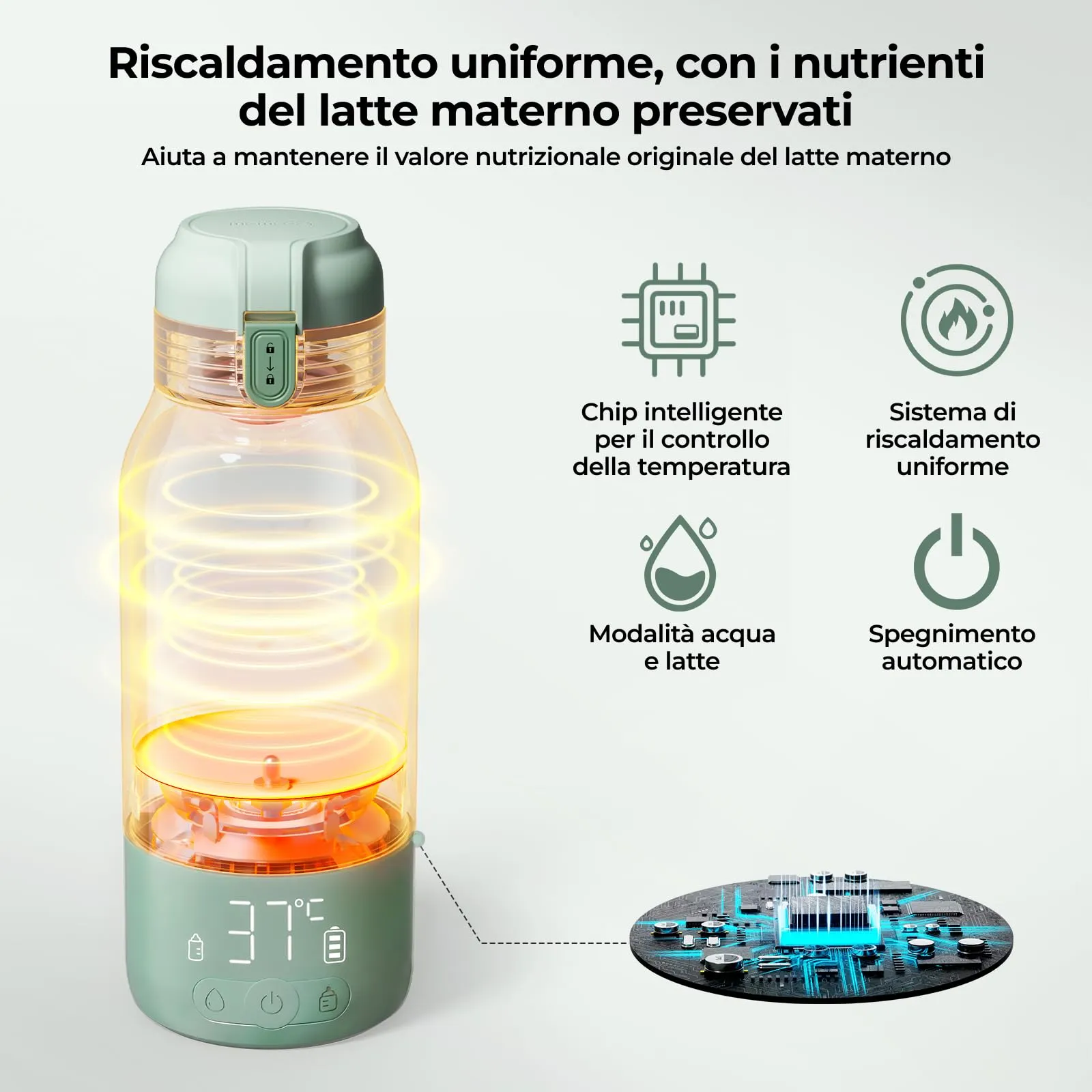Momcozy MW05 Scaldabiberon Portatile Wireless per Latte Materno e Acqua, 500ml - immagine 2