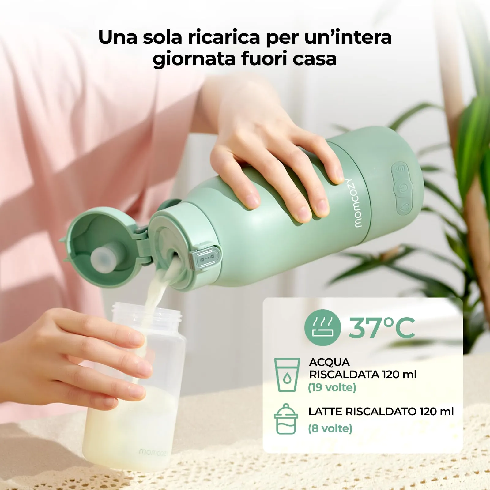 Momcozy MW05 Scaldabiberon Portatile Wireless per Latte Materno e Acqua, 500ml - immagine 4