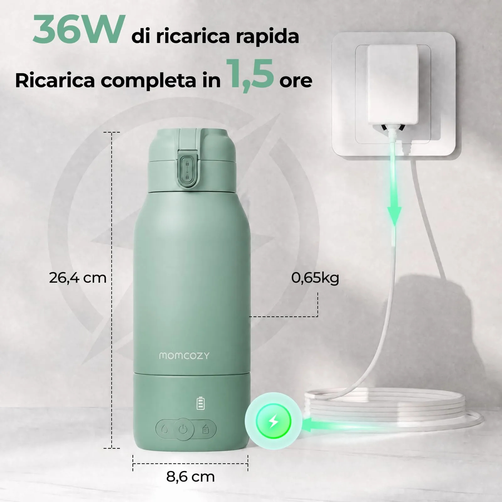 Momcozy MW05 Scaldabiberon Portatile Wireless per Latte Materno e Acqua, 500ml - immagine 10