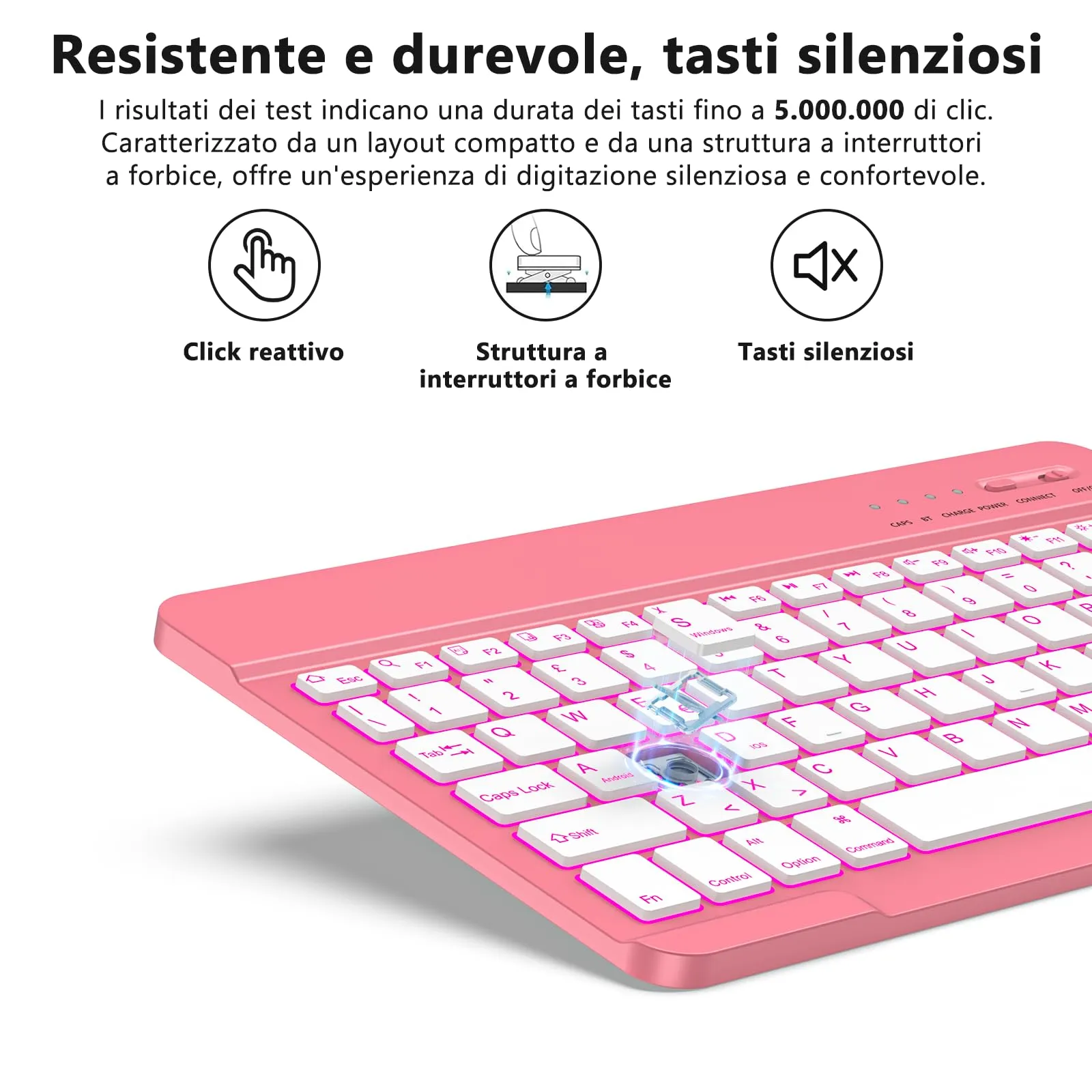 HZD Tastiera Wireless Bluetooth Ultra Sottile Ricaricabile Universale - immagine 3