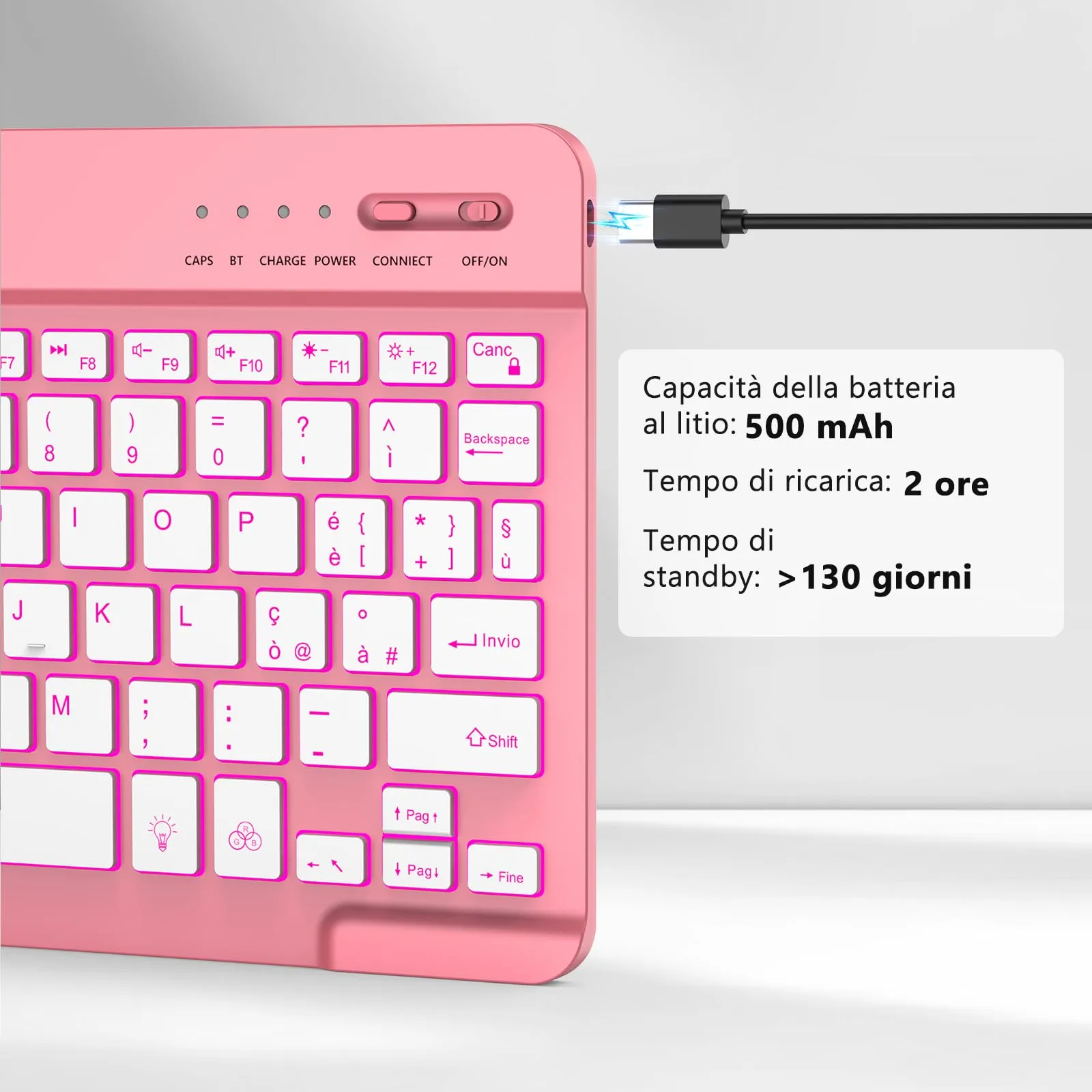 HZD Tastiera Wireless Bluetooth Ultra Sottile Ricaricabile Universale - immagine 4