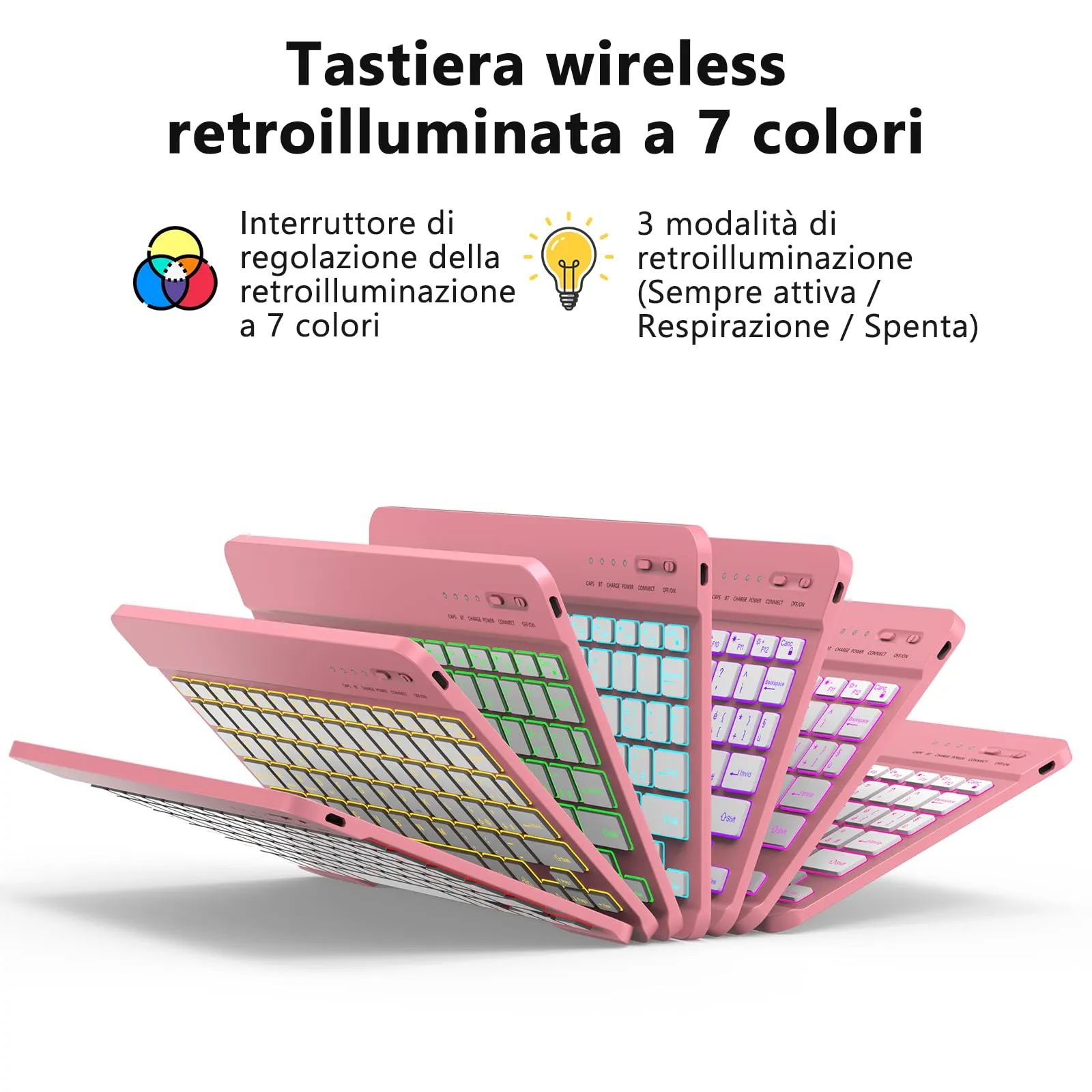 HZD Tastiera Wireless Bluetooth Ultra Sottile Ricaricabile Universale - immagine 6