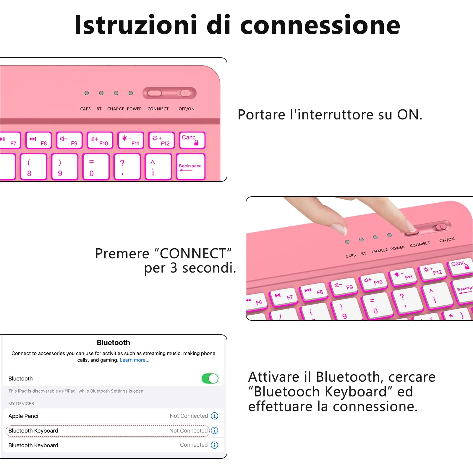HZD Tastiera Wireless Bluetooth Ultra Sottile Ricaricabile Universale - immagine 7