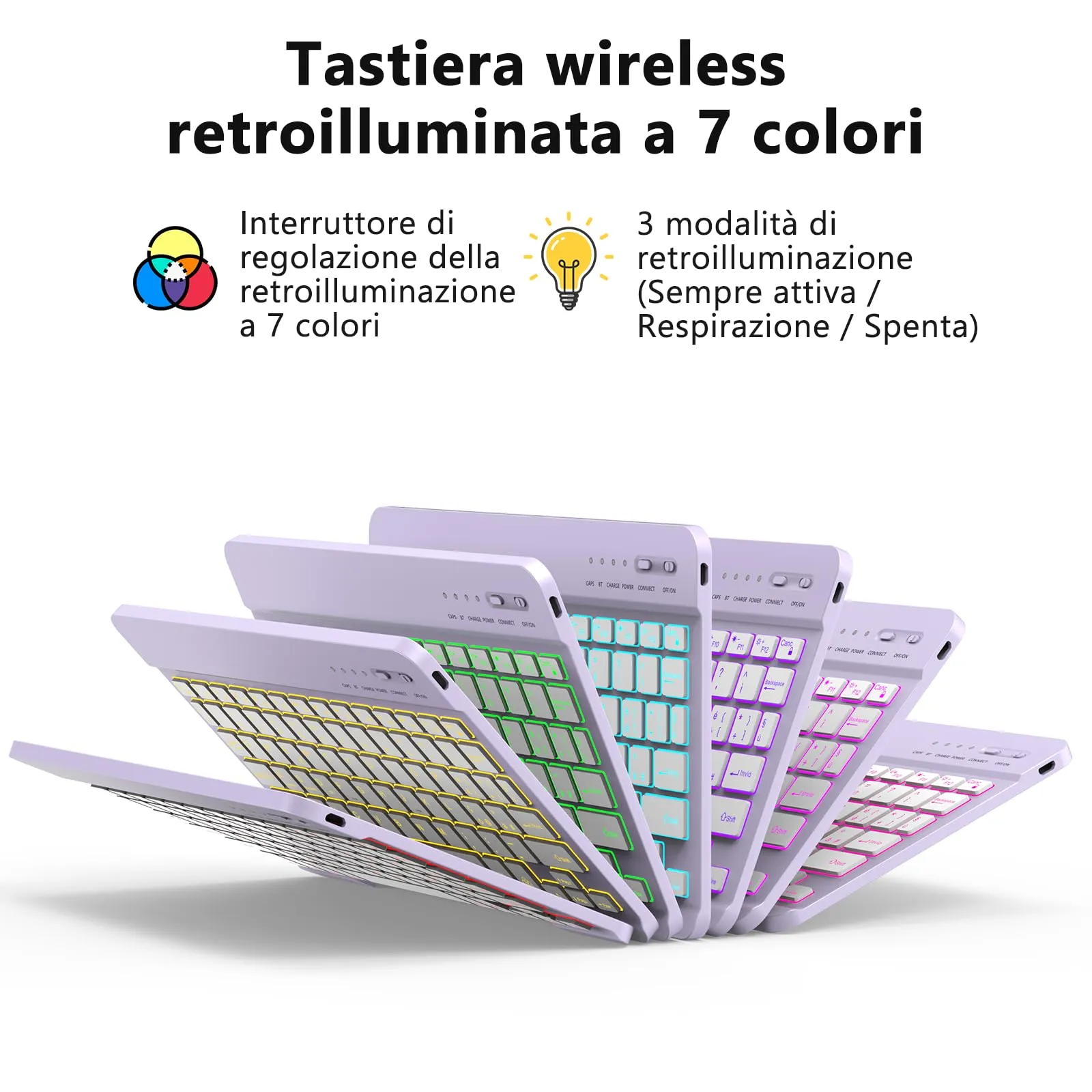 HZD Tastiera Wireless Bluetooth Universale Ultra Sottile, Ricaricabile - immagine 6