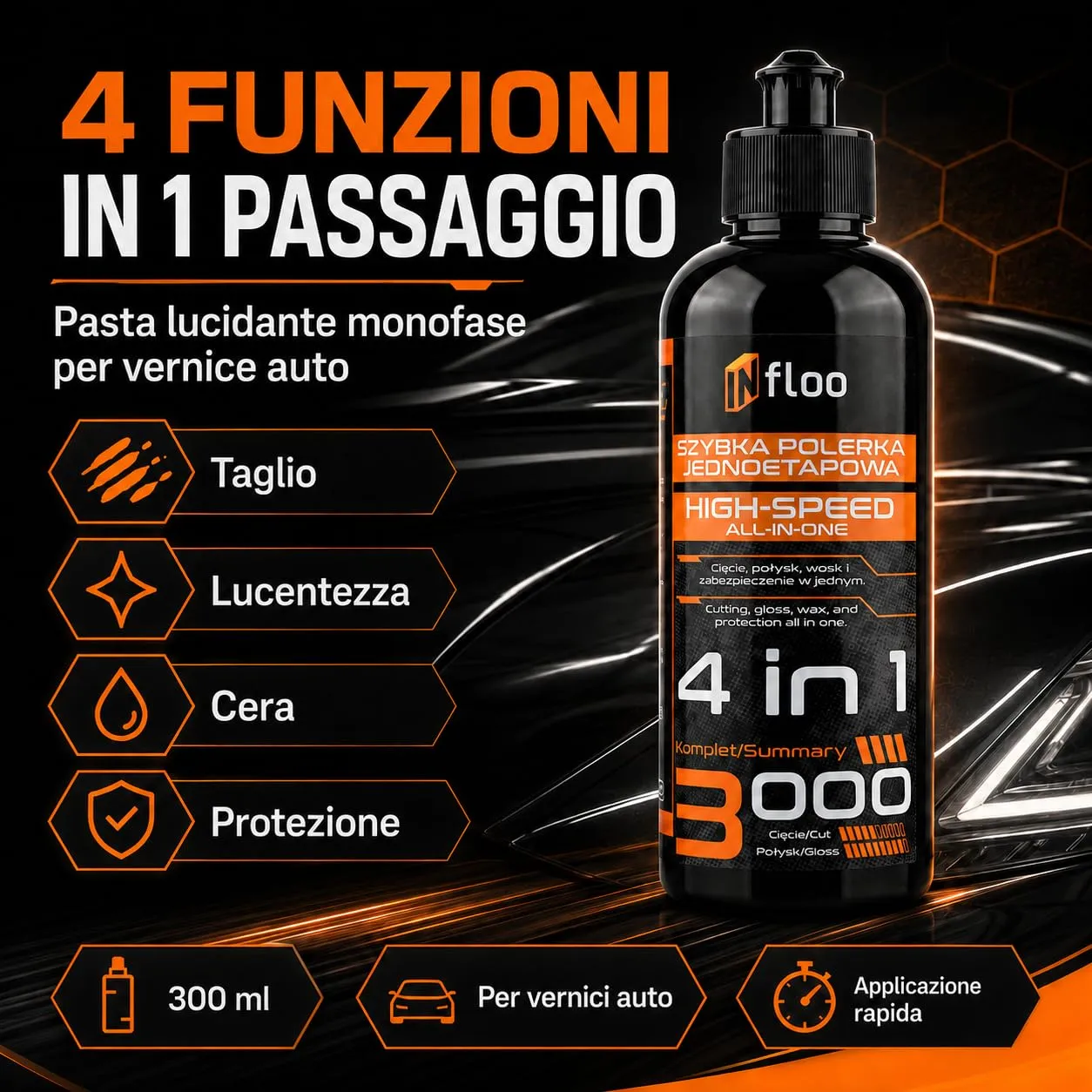 INfloo Polish Auto 4in1 One Step 3000, 300 ml - immagine 3