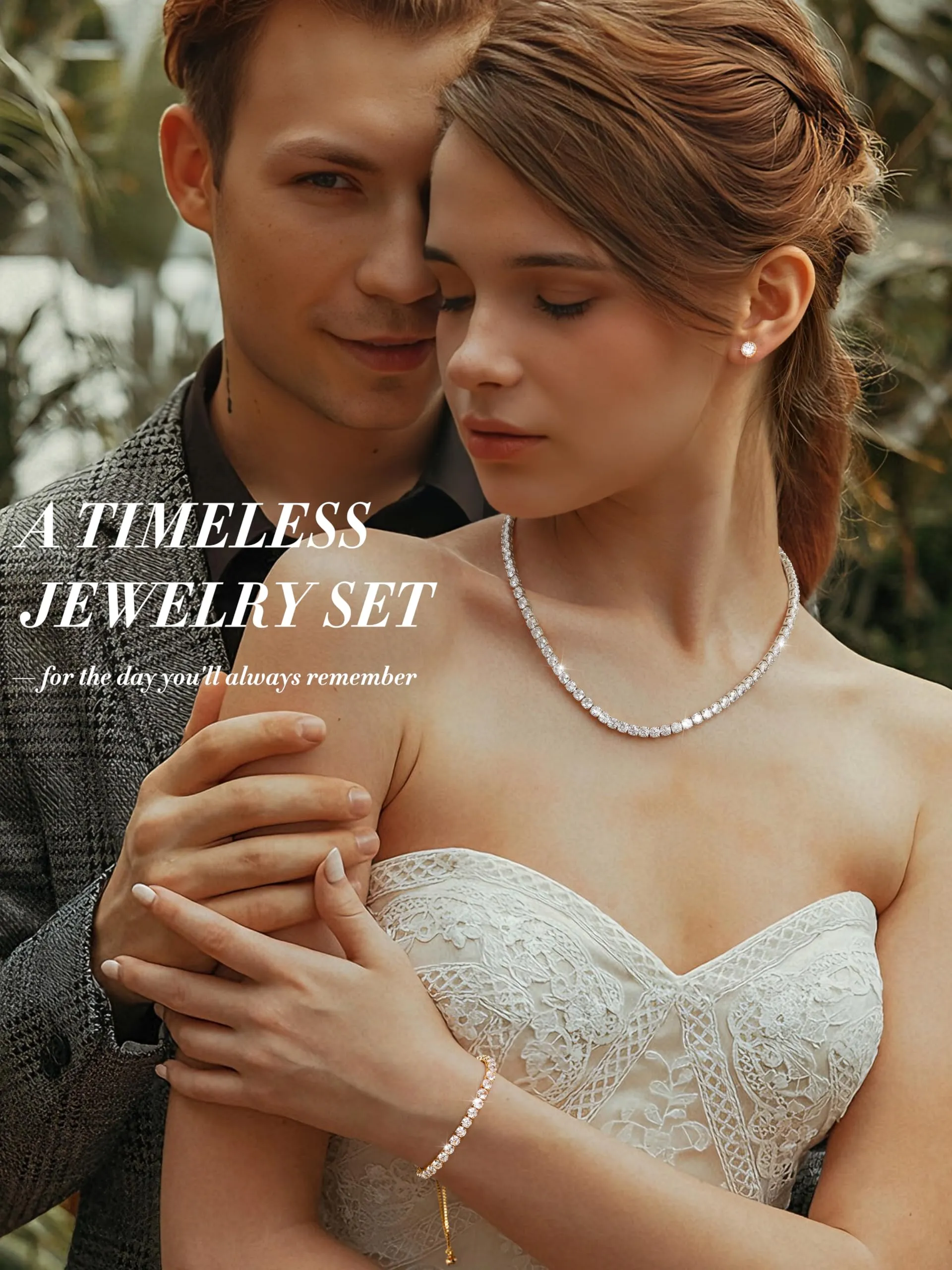 Diamday Set di Gioielli in Argento 925 con Collana Tennis, Bracciale e Orecchini a Lobo - immagine 3