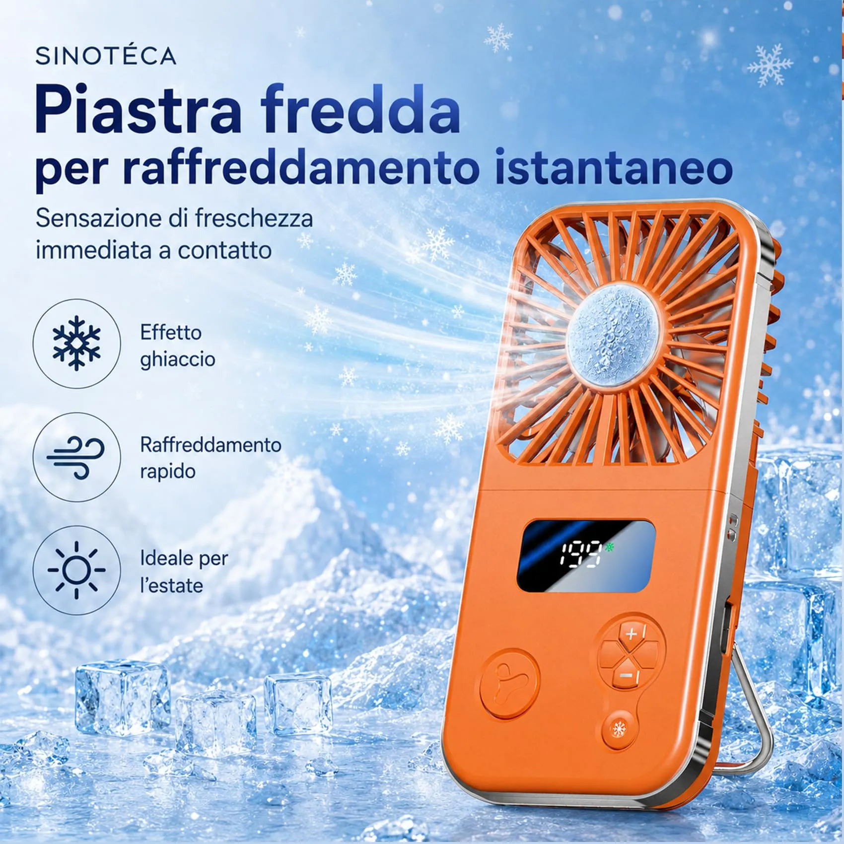 SINOTE'CA Ventilatore Portatile con Piastra Fredda, Pieghevole, USB Ricaricabile, 5 Livelli di Velocità, da Collo e da Tavolo, con Funzione Power Bank - immagine 6