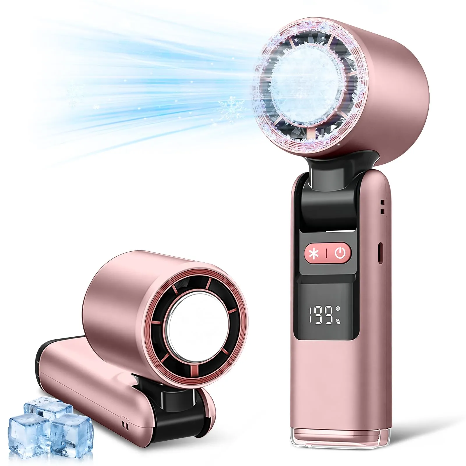 VHV Ventilatore portatile turbo a mano, 1-199 velocità, batteria 5500 mAh, display LED, pieghevole, JF138 - immagine 9