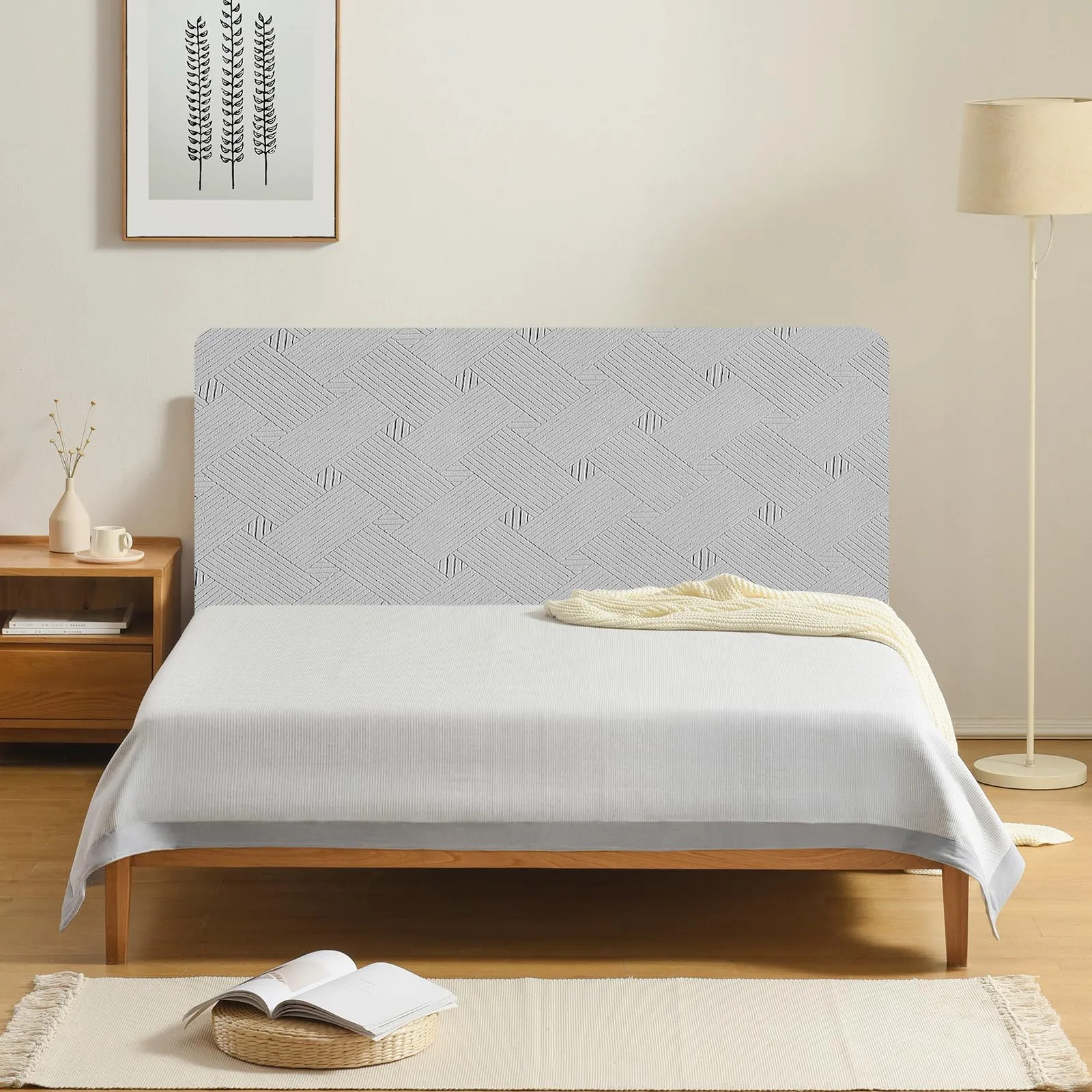 Ystyle Copri Testiera Letto Elasticizzata Matrimoniale, 200cm, Grigio Argento - immagine 2