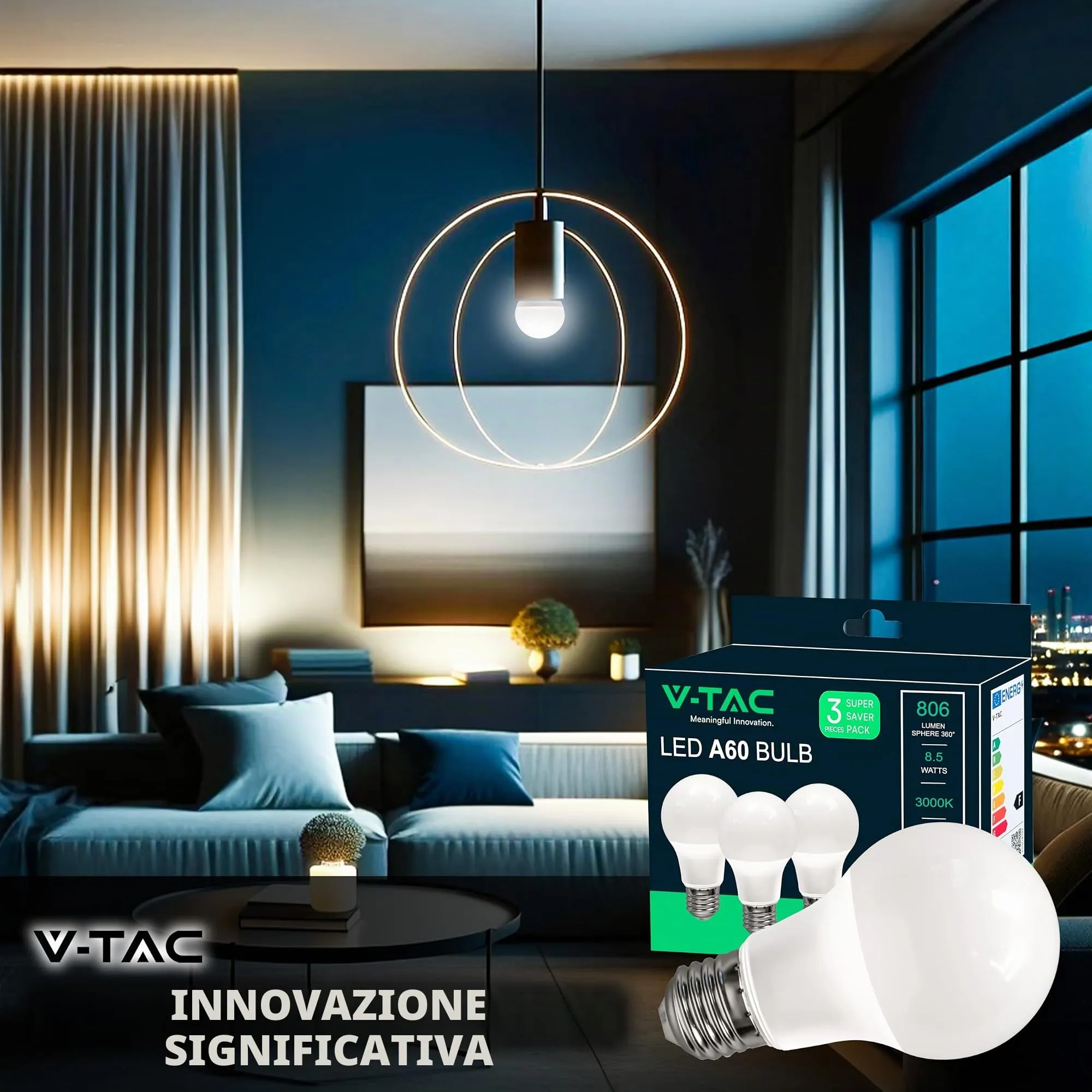 V-TAC Lampadine LED E27 A60 8,5W (60W) 806 Lumen Luce Fredda 6500K, 3 Pezzi - immagine 8