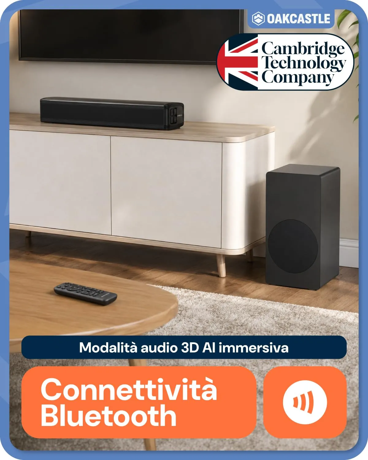 Oakcastle SB40 Xtra Soundbar 2.1 con Subwoofer Cablato 90W RMS - immagine 4