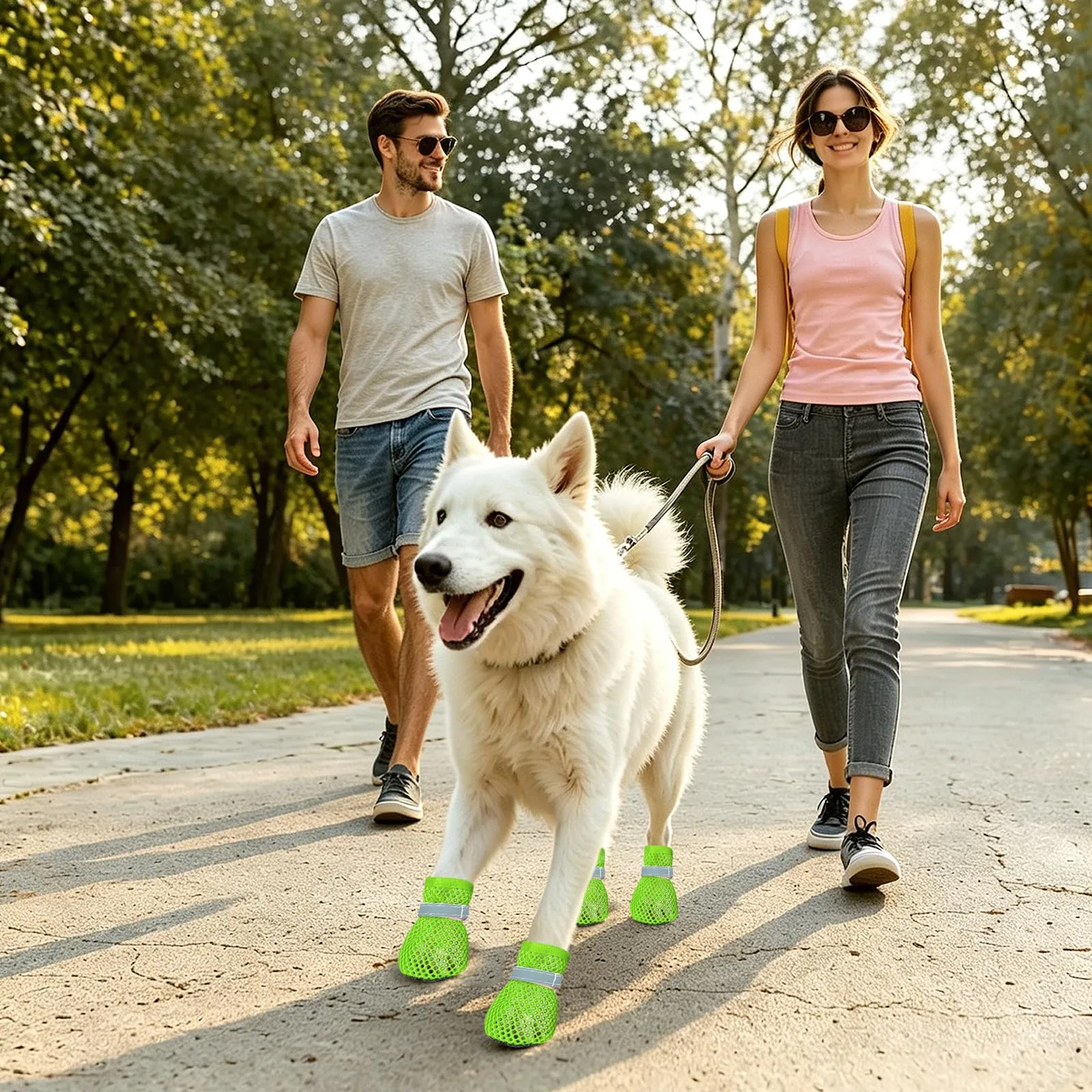 XIABYAYU Scarpe Estive Antiscivolo per Cani, Traspiranti, Verde XL, 4 Pezzi - immagine 4