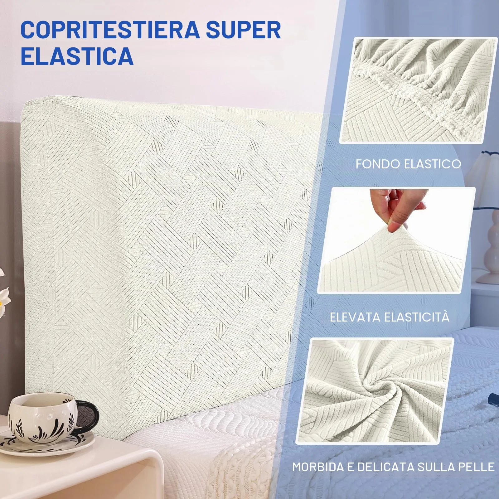 Ystyle Copri Testiera Letto Elasticizzata, 90cm, Bianco - immagine 5