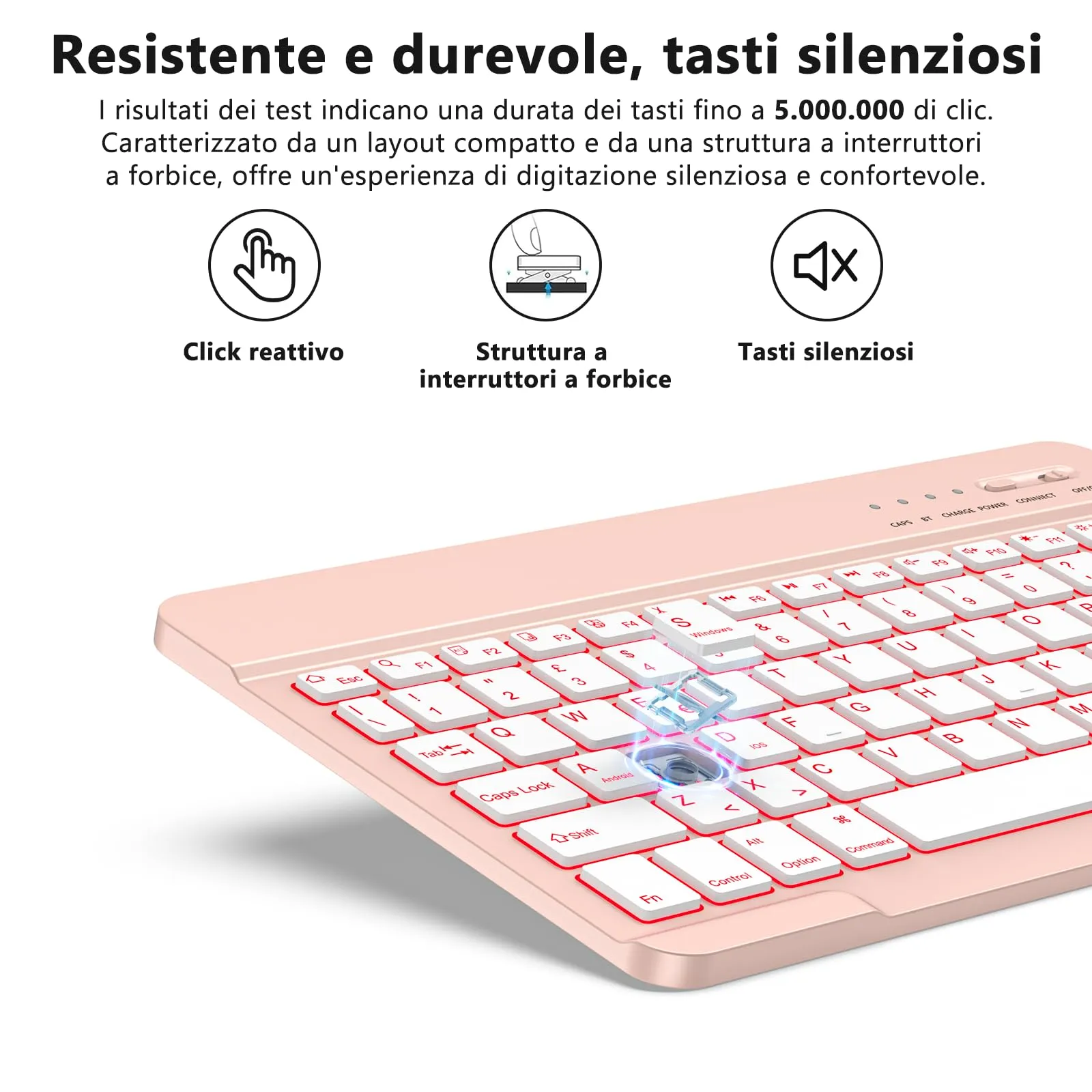 HZD Tastiera Wireless Bluetooth Universale Ultra Sottile Ricaricabile - immagine 3