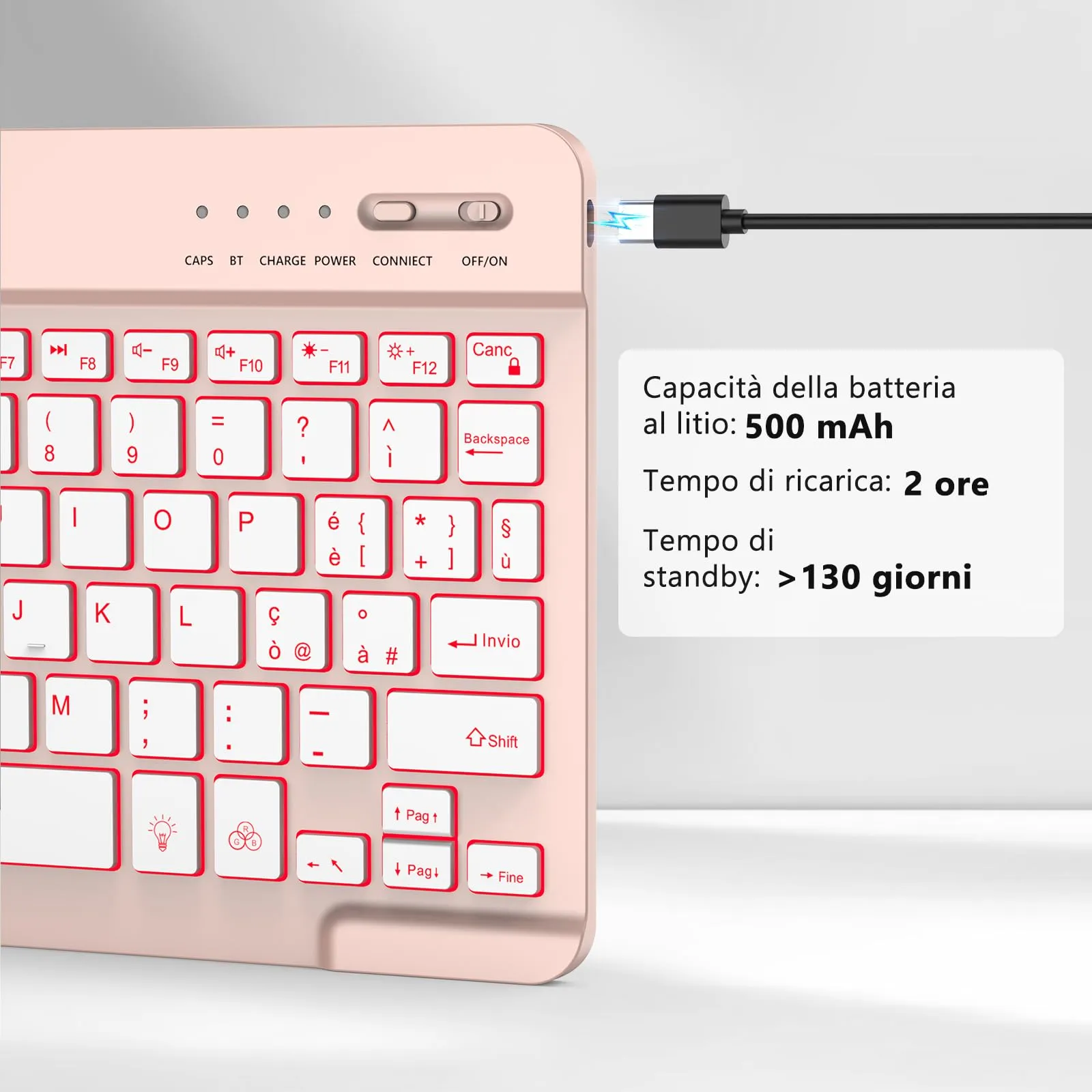 HZD Tastiera Wireless Bluetooth Universale Ultra Sottile Ricaricabile - immagine 4