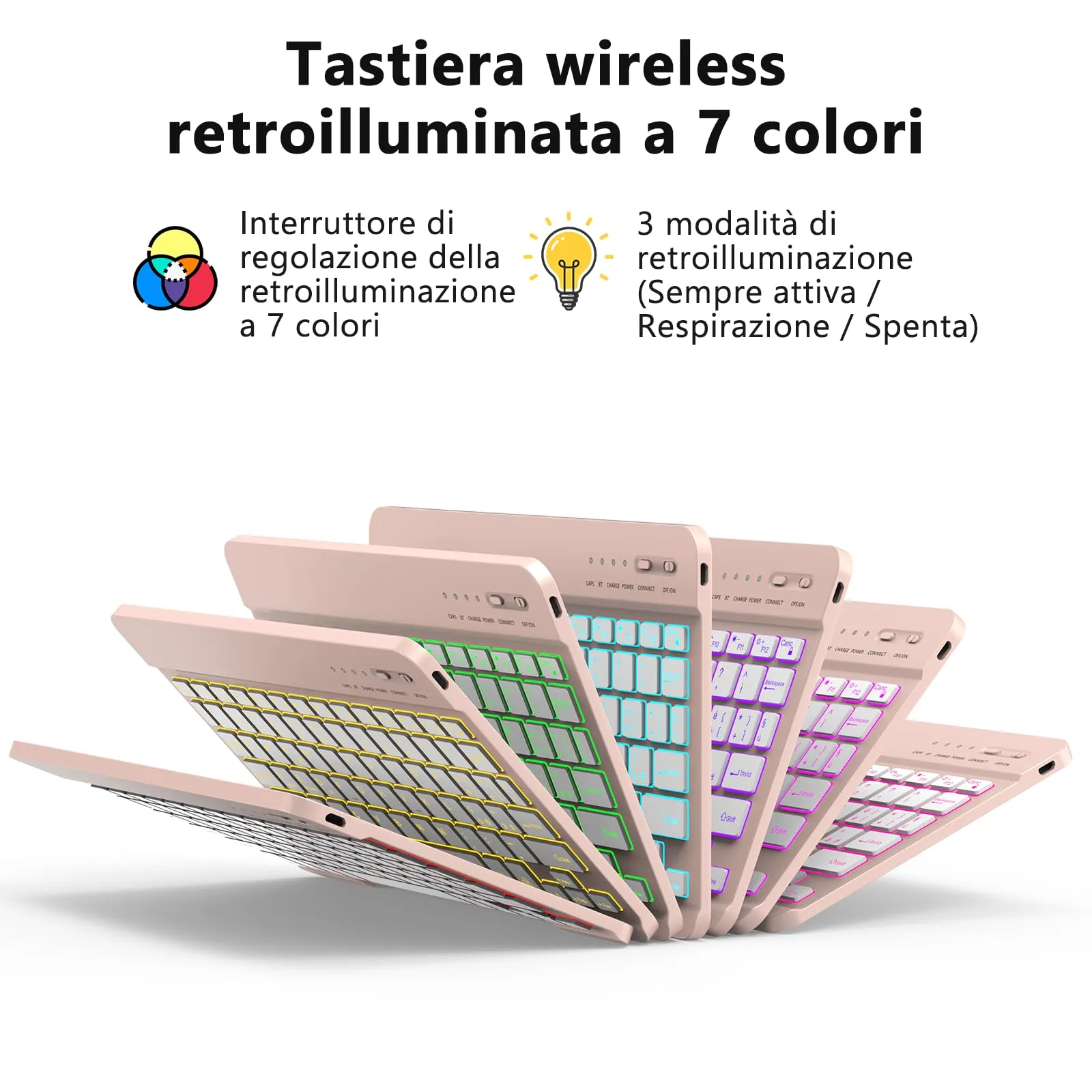 HZD Tastiera Wireless Bluetooth Universale Ultra Sottile Ricaricabile - immagine 6