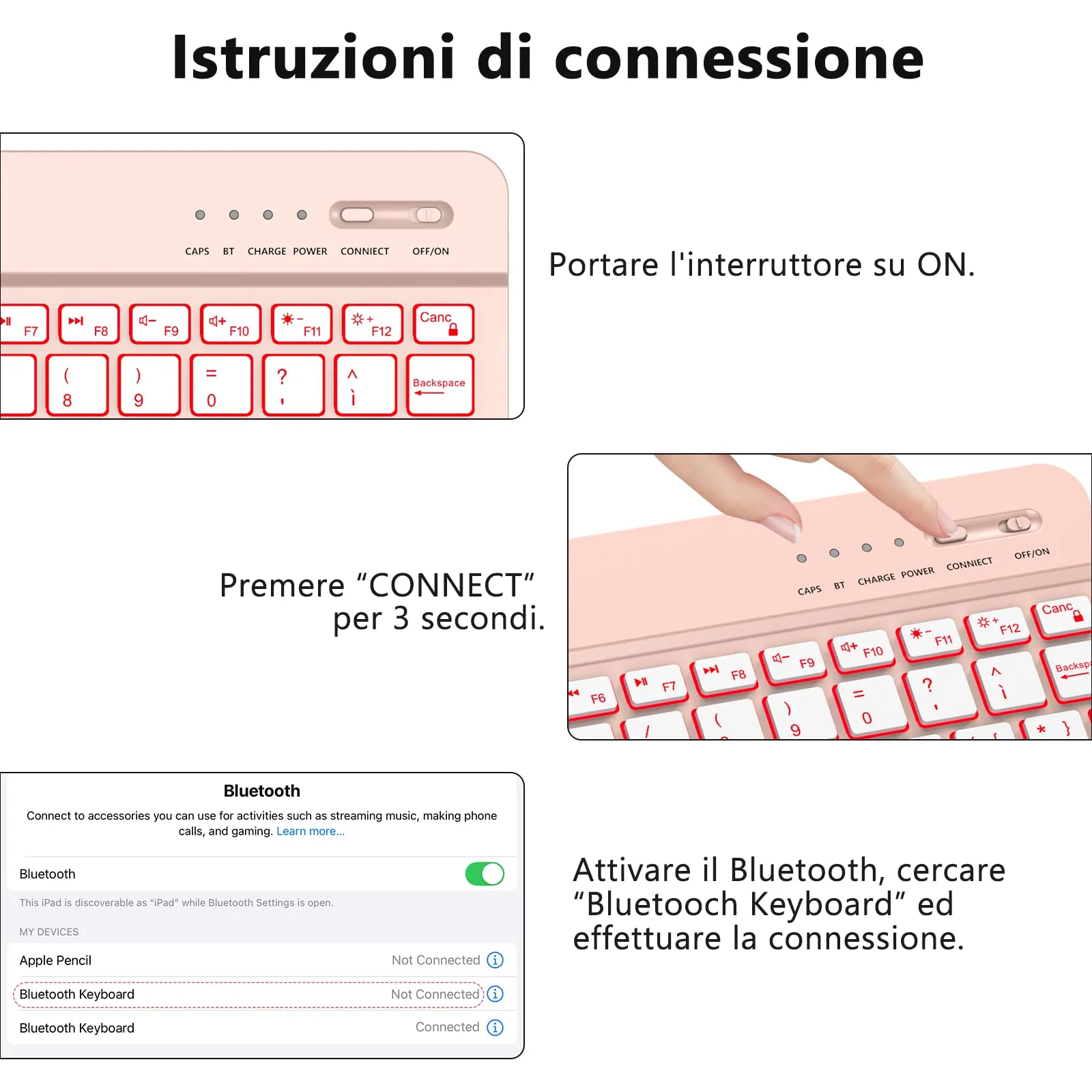 HZD Tastiera Wireless Bluetooth Universale Ultra Sottile Ricaricabile - immagine 7
