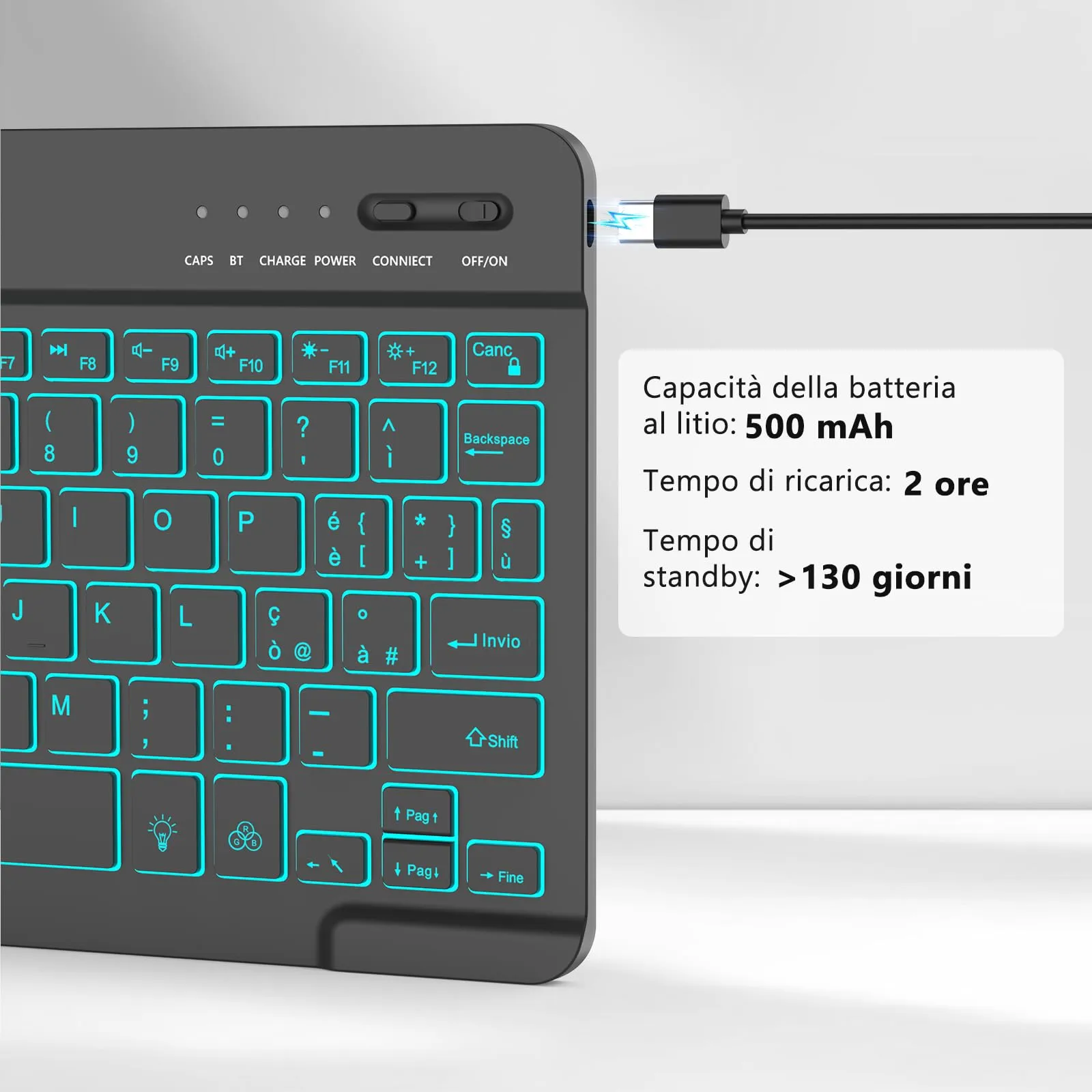 HZD Tastiera Wireless Bluetooth Universale Ultra Sottile Ricaricabile - immagine 4