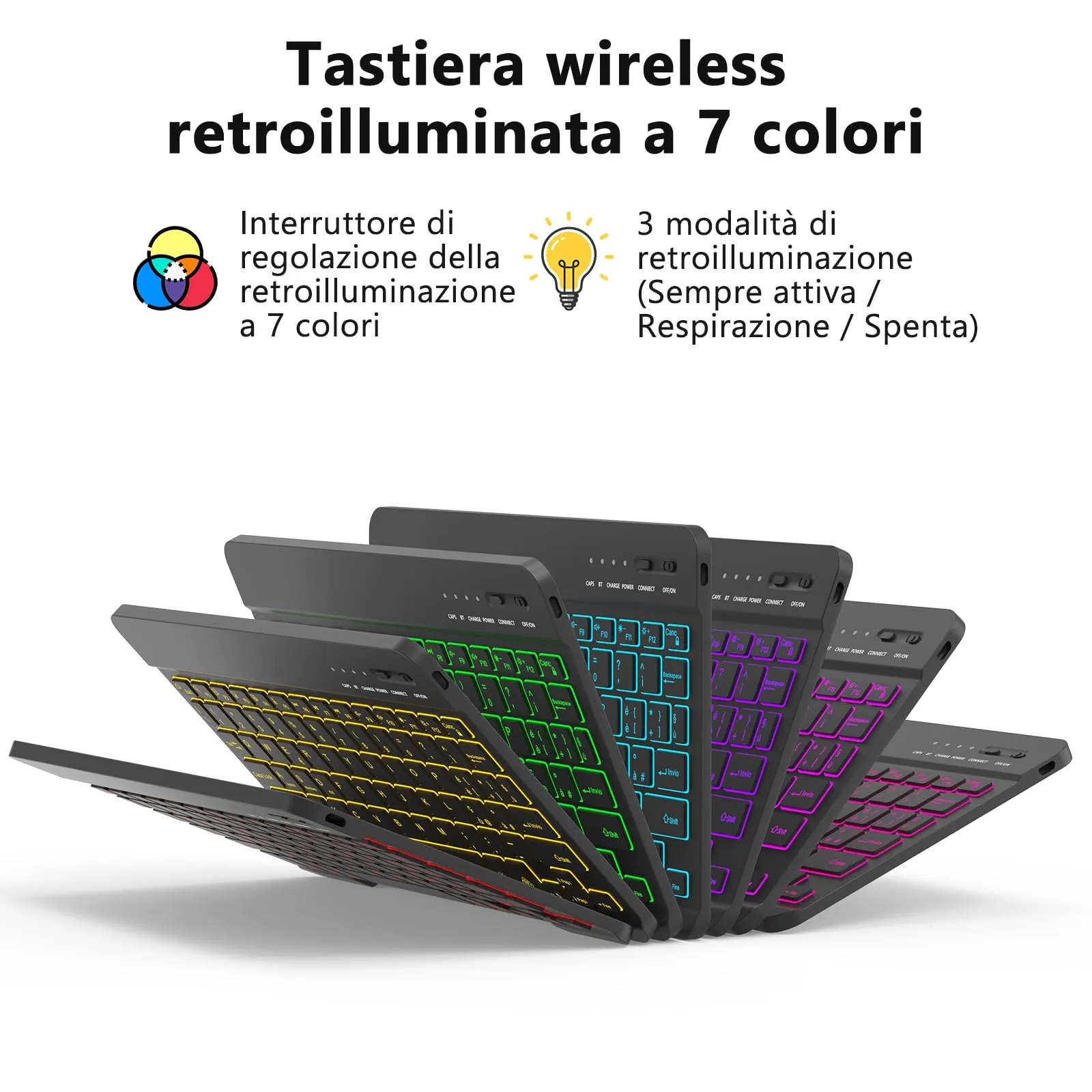 HZD Tastiera Wireless Bluetooth Universale Ultra Sottile Ricaricabile - immagine 6