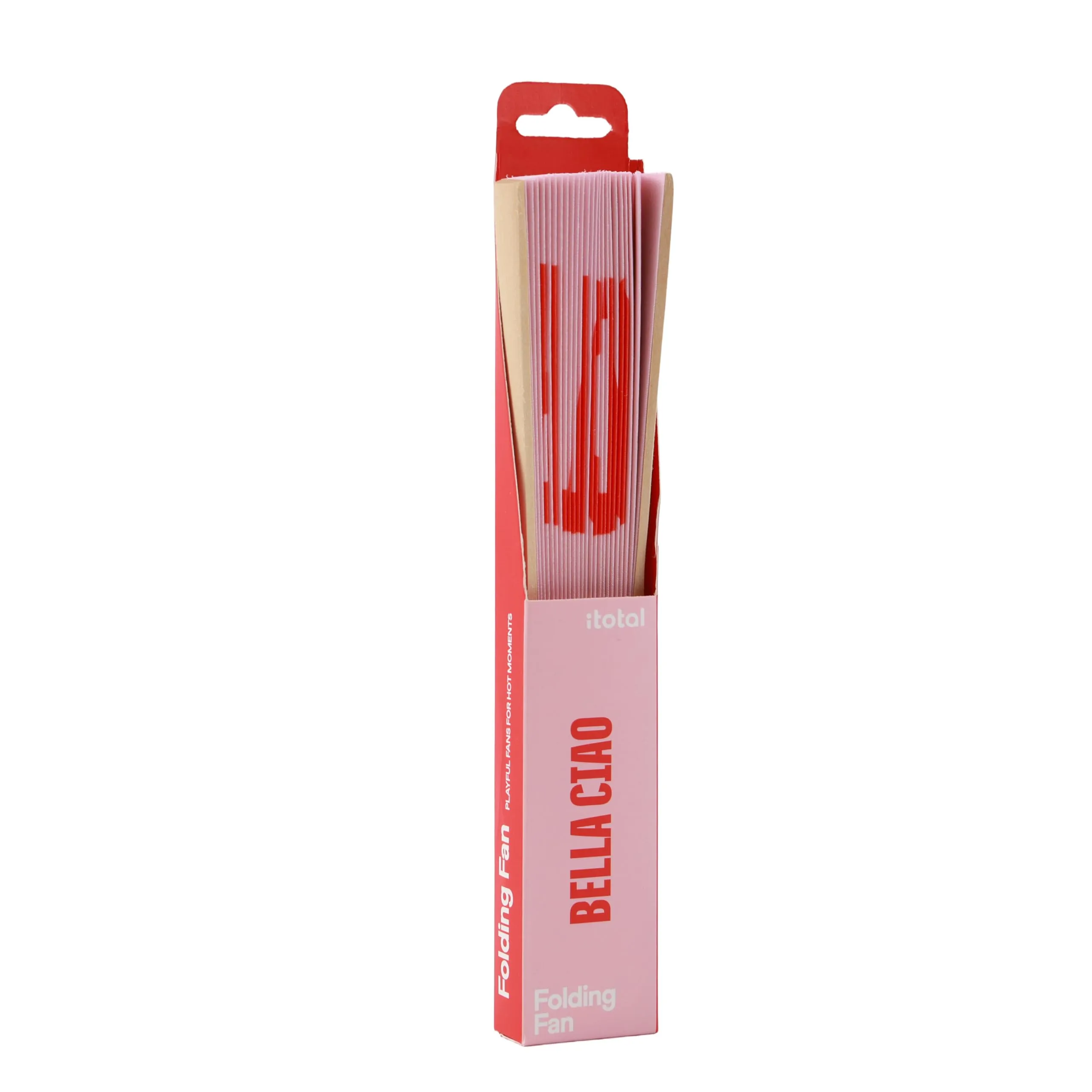 I-TOTAL Ventaglio a Mano in Legno e Tessuto, Bella Ciao, 42 x 23 cm - immagine 3