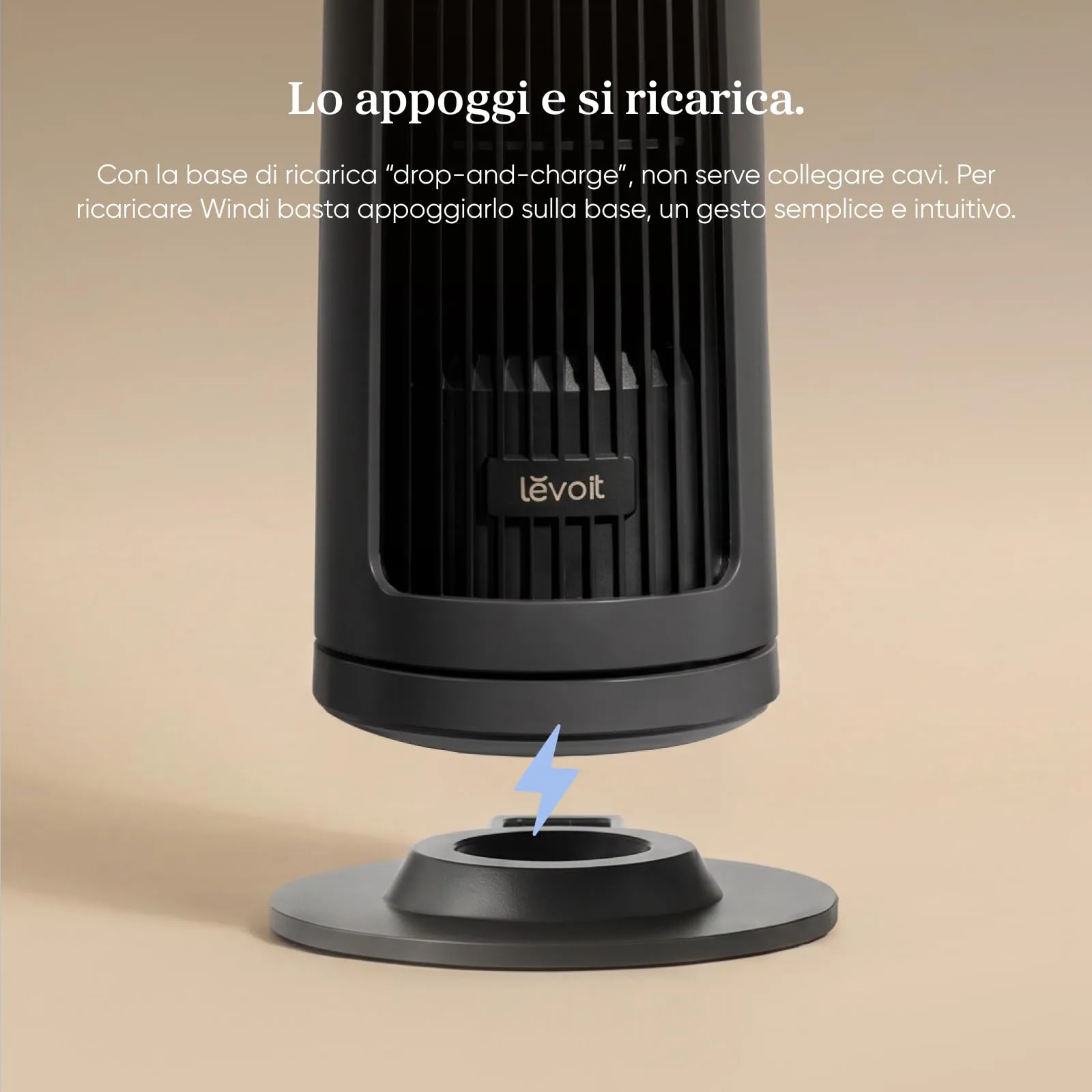 Levoit Windi Mini Pro Ventilatore a Torre Compatto Portatile, Grigio Scuro - immagine 4