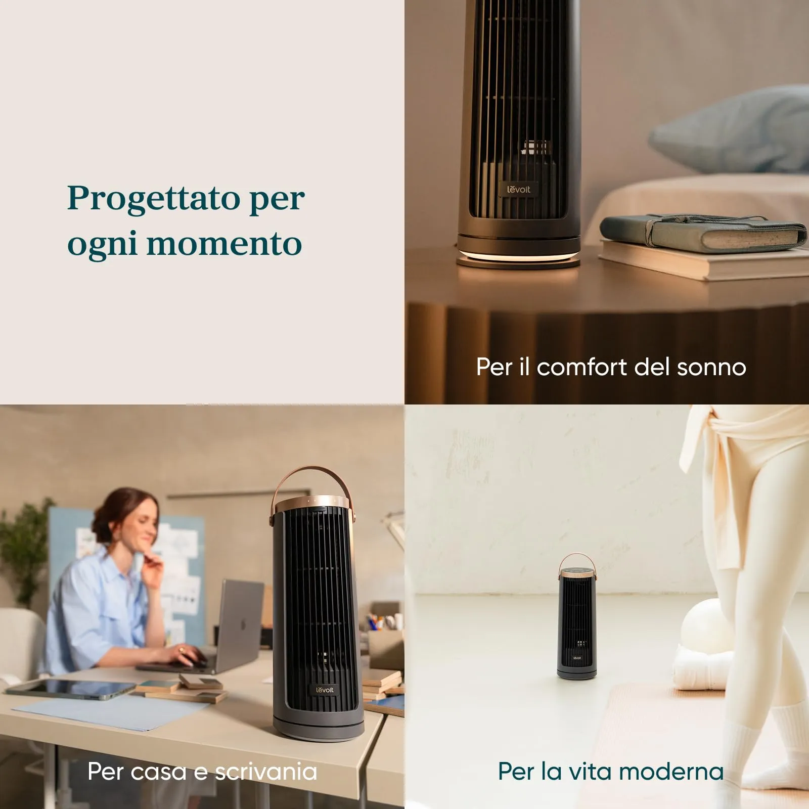 Levoit Windi Mini Pro Ventilatore a Torre Compatto Portatile, Grigio Scuro - immagine 5