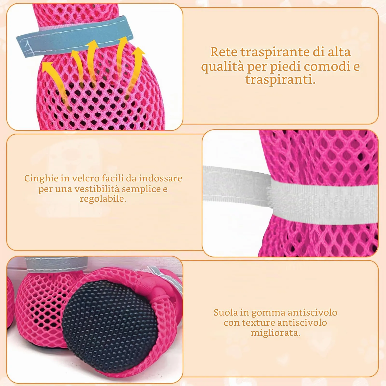 XIABYAYU Scarpe Estive per Cani Antiscivolo e Traspiranti, Rosa M - immagine 6