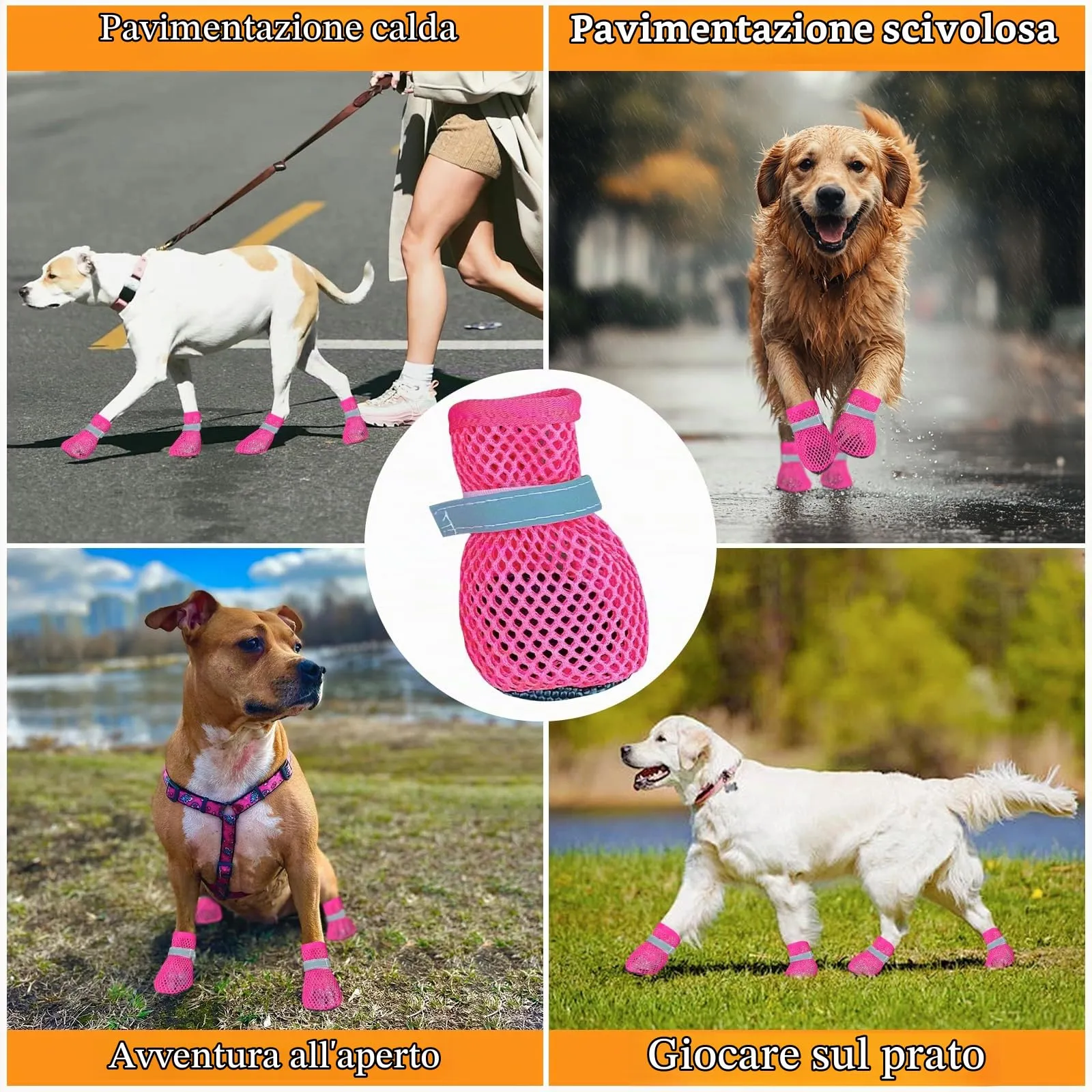 XIABYAYU Scarpe Estive per Cani Antiscivolo e Traspiranti, Rosa M - immagine 8