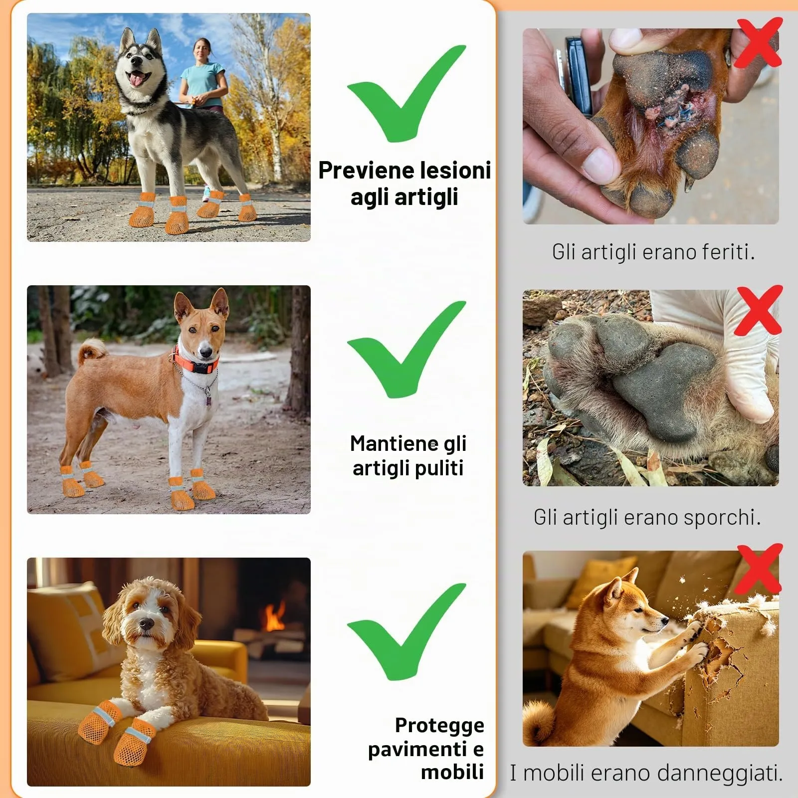 XIABYAYU Scarpe Estive per Cani Antiscivolo e Traspiranti, 4 Pezzi, Arancione M - immagine 5