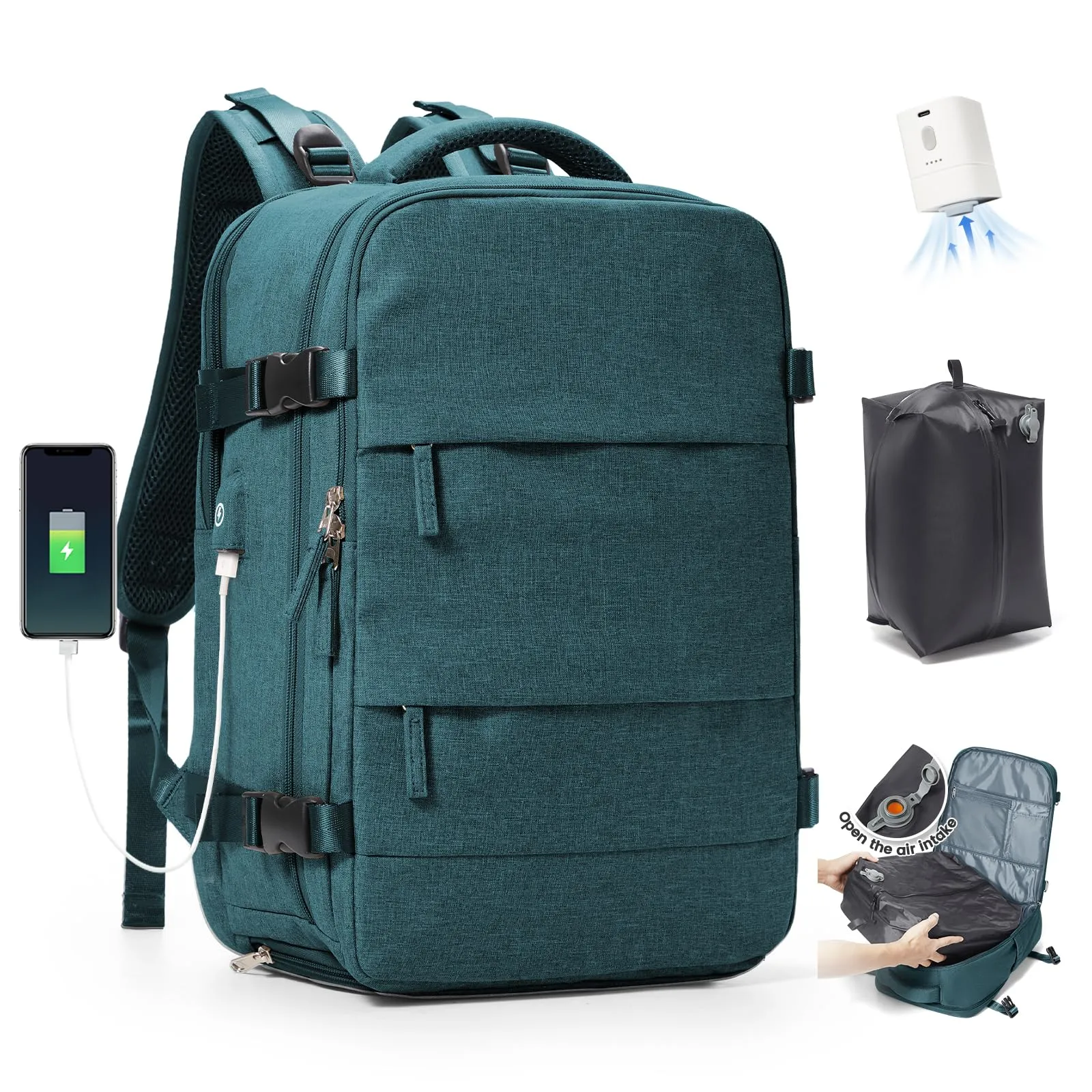 SZLX Zaino da Viaggio Sottovuoto con Pompa per Ryanair, Wizzair, Easyjet, Compatibile con Laptop 14 Pollici, con Porta Scarpe - immagine 1
