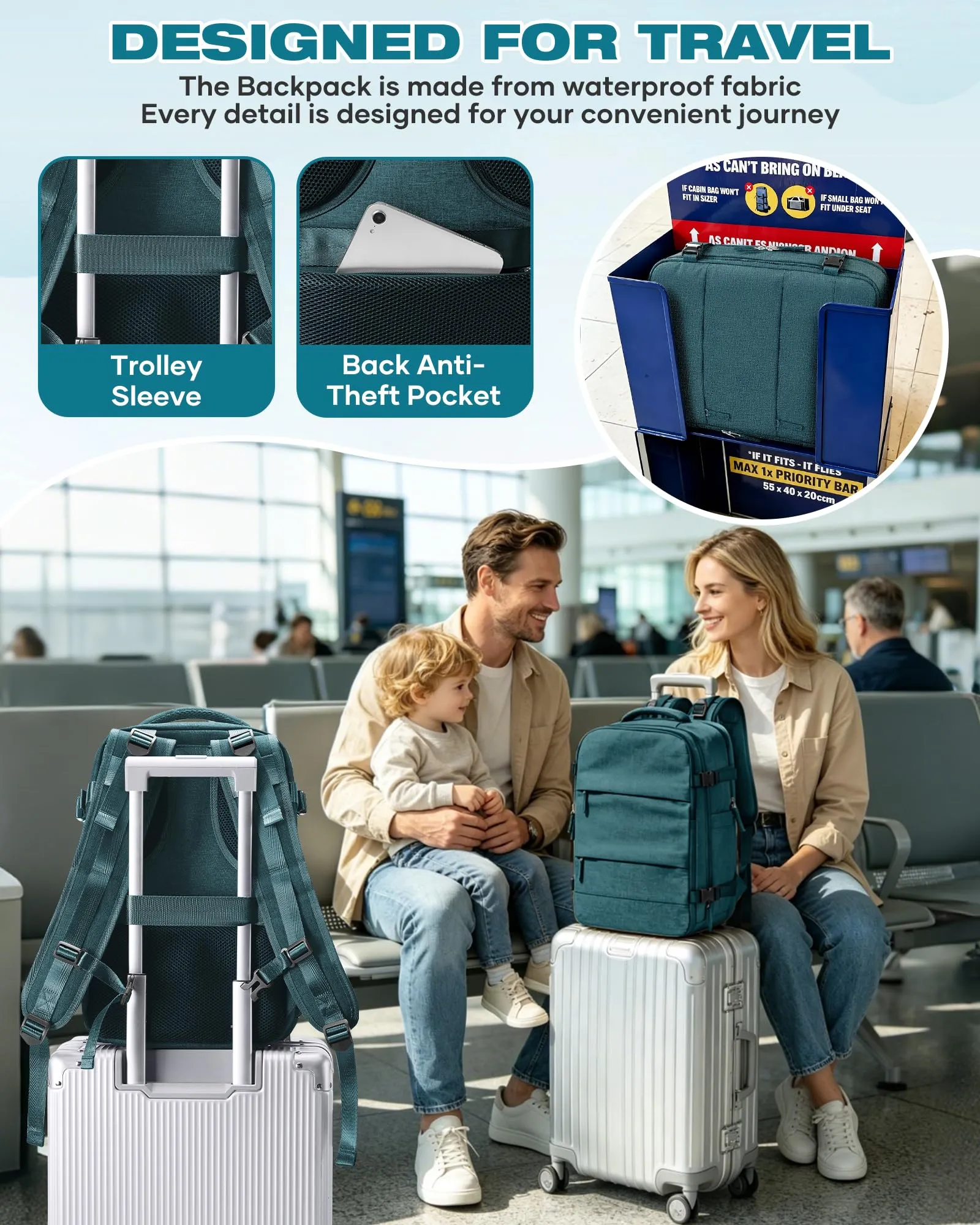SZLX Zaino da Viaggio Sottovuoto con Pompa per Ryanair, Wizzair, Easyjet, Compatibile con Laptop 14 Pollici, con Porta Scarpe - immagine 10