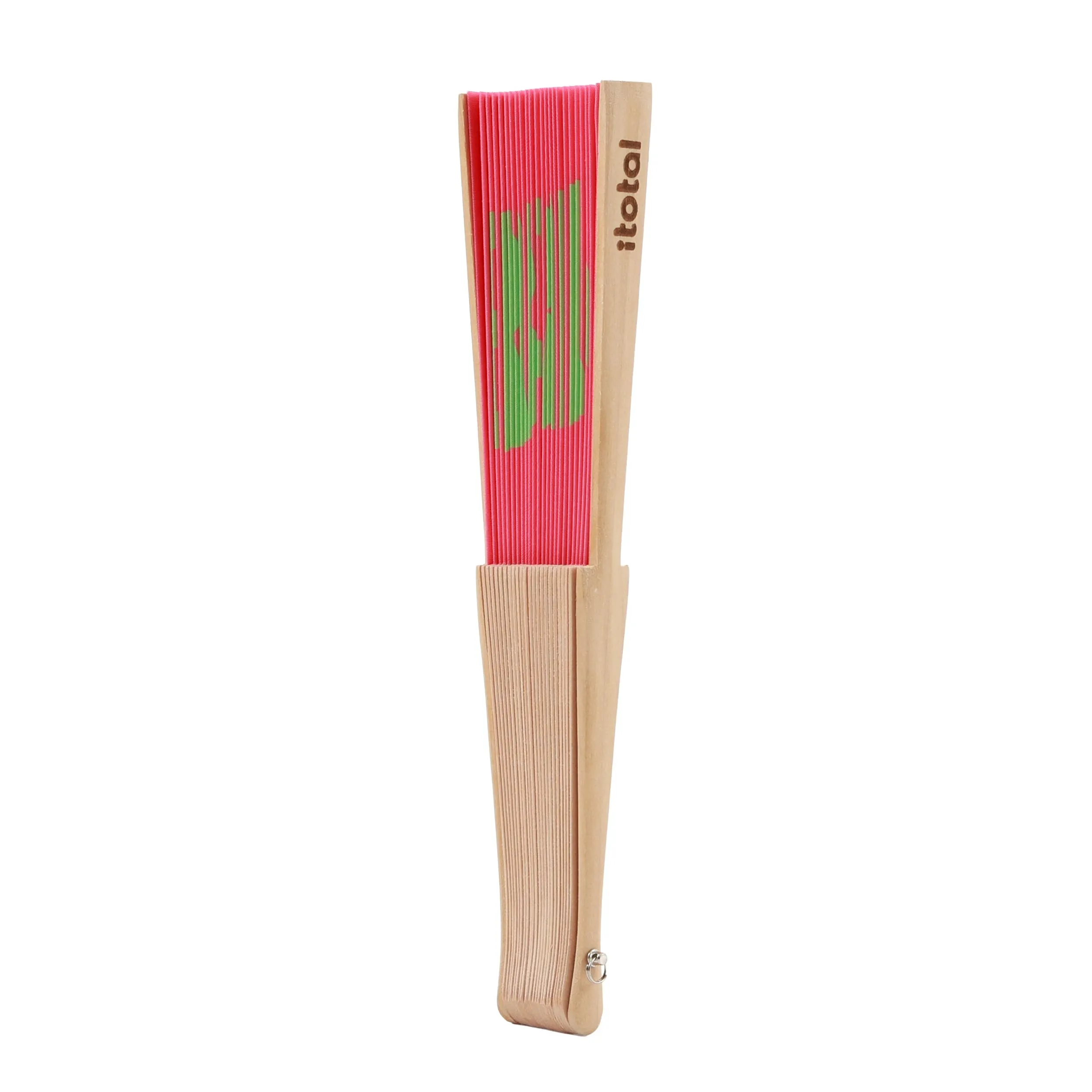 I-TOTAL Ventaglio a Mano in Legno e Tessuto, 42 x 23 cm (Burn Baby Burn) - immagine 2
