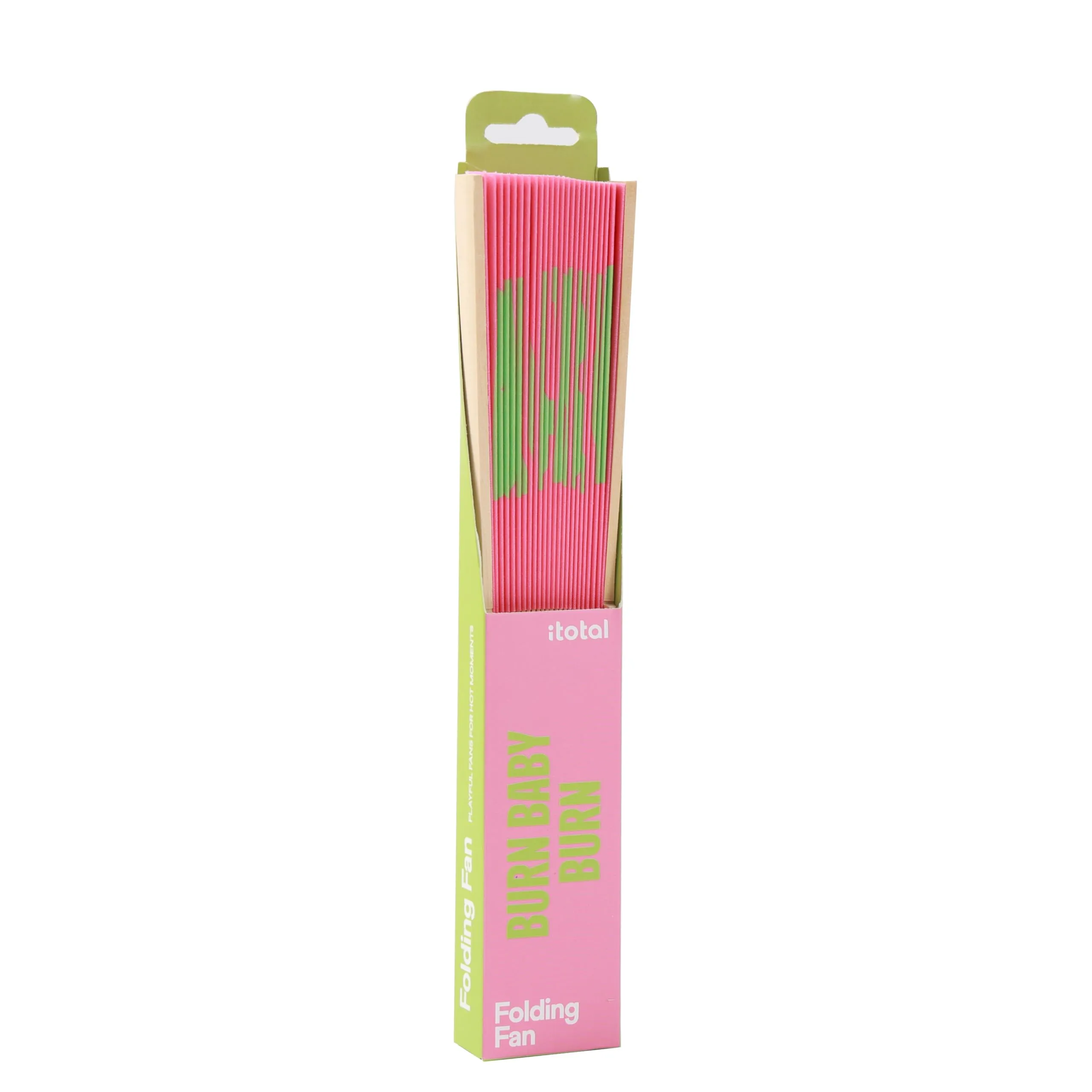 I-TOTAL Ventaglio a Mano in Legno e Tessuto, 42 x 23 cm (Burn Baby Burn) - immagine 3
