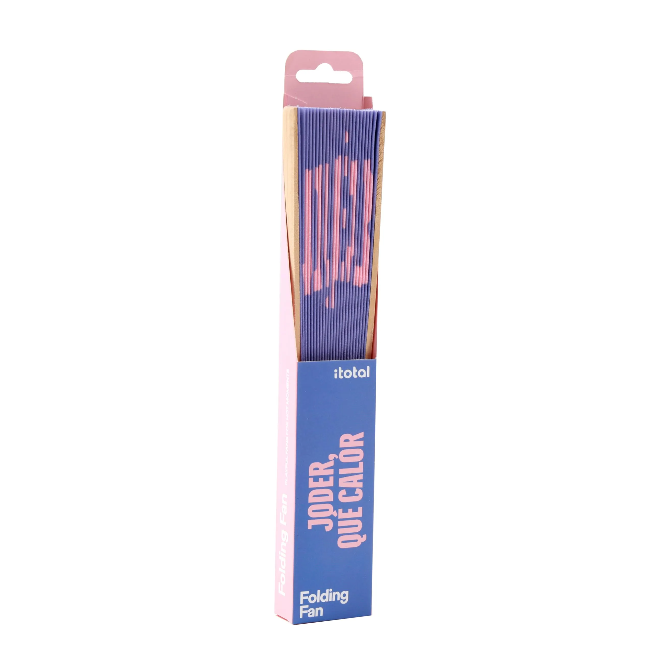 I-TOTAL Ventaglio a Mano in Legno e Tessuto, 42 x 23 cm (Joder Que Calor) - immagine 3