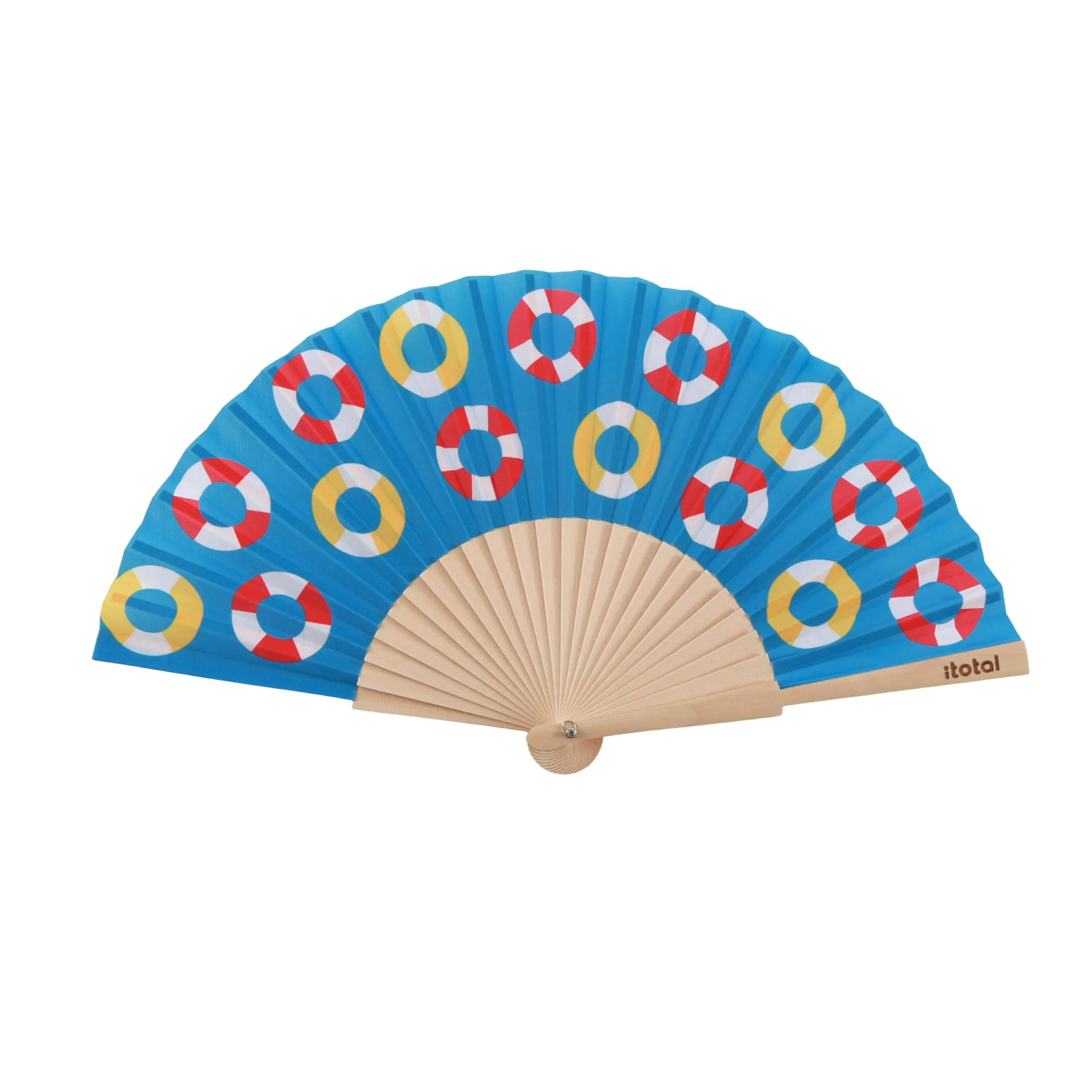 I-TOTAL Ventaglio a Mano in Legno e Tessuto, 42 x 23 cm (Floats) - immagine 1