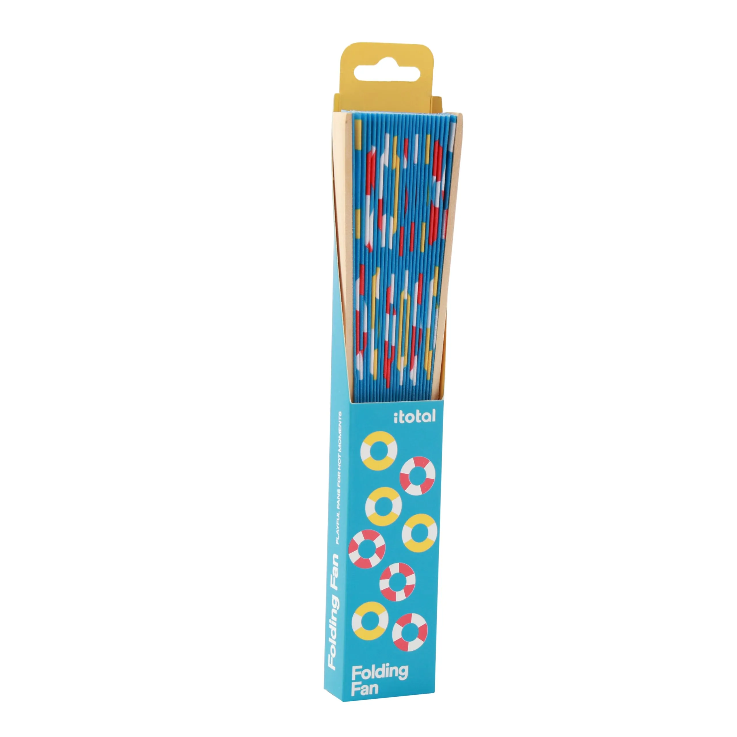 I-TOTAL Ventaglio a Mano in Legno e Tessuto, 42 x 23 cm (Floats) - immagine 3
