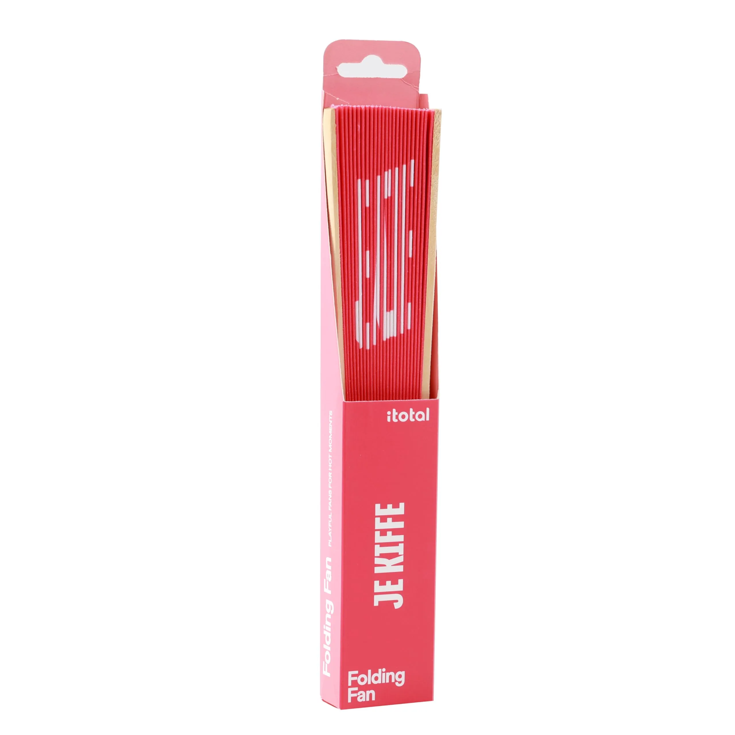 I-TOTAL Ventaglio a Mano in Legno e Tessuto, Je Kiffe, 42 x 23 cm - immagine 3