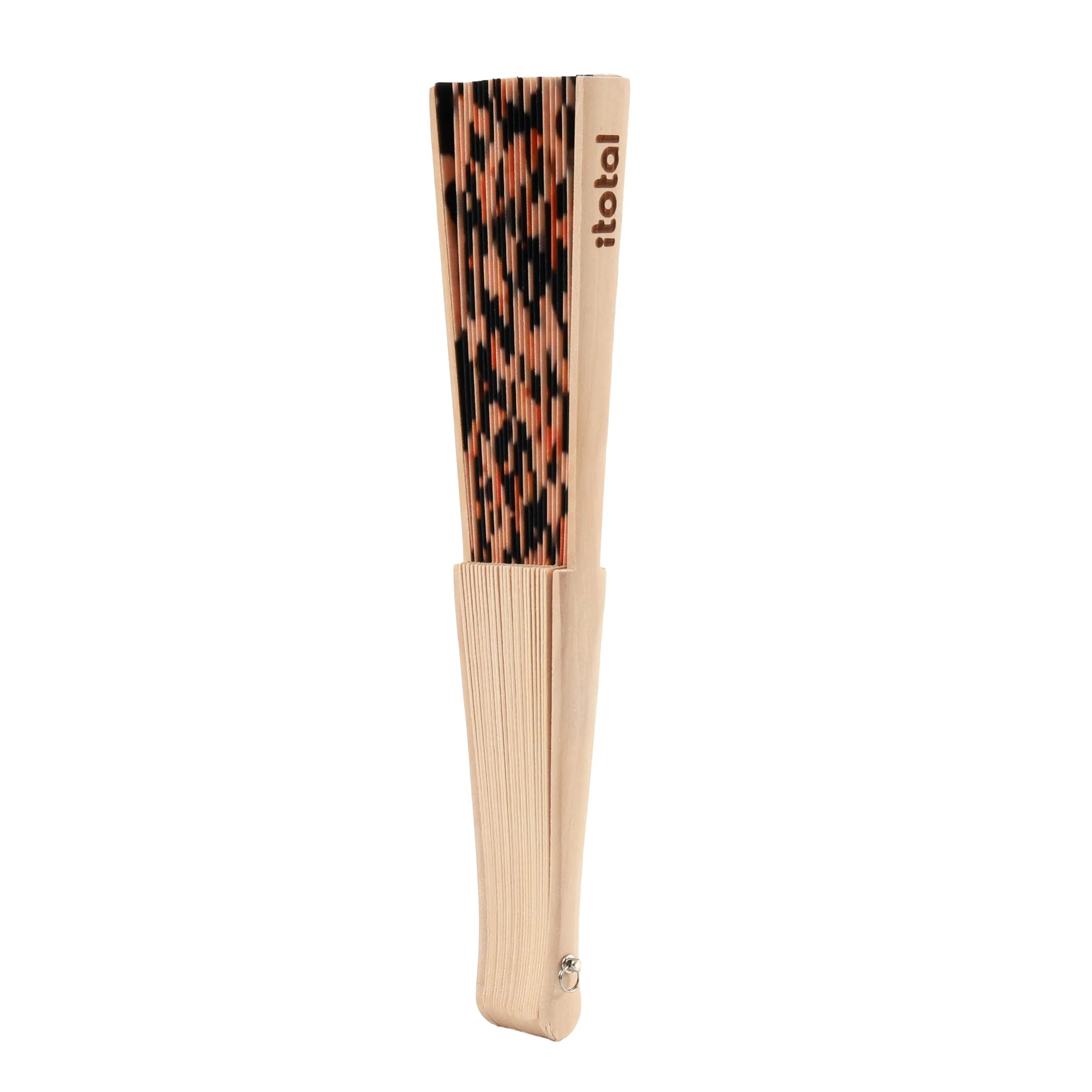 I-TOTAL Ventaglio a Mano in Legno e Tessuto, 42 x 23 cm (Leopard) - immagine 2